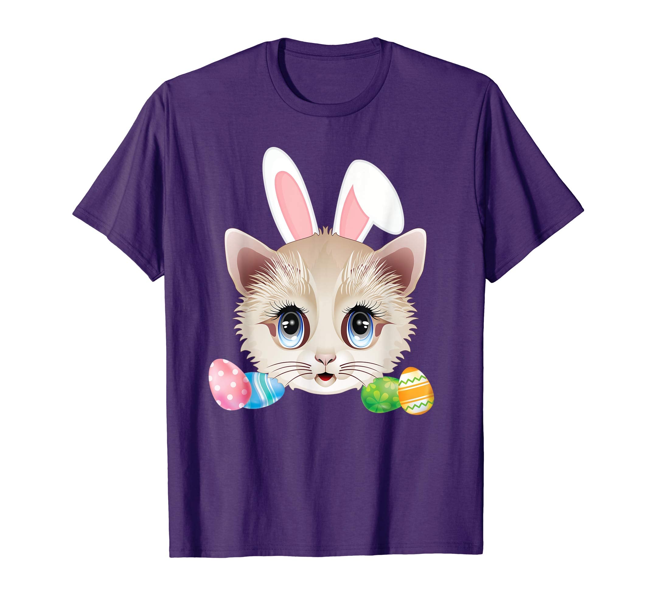 Cute Bunny Cat Face Easter Day Kitten Lovers T-Shirt Egg
