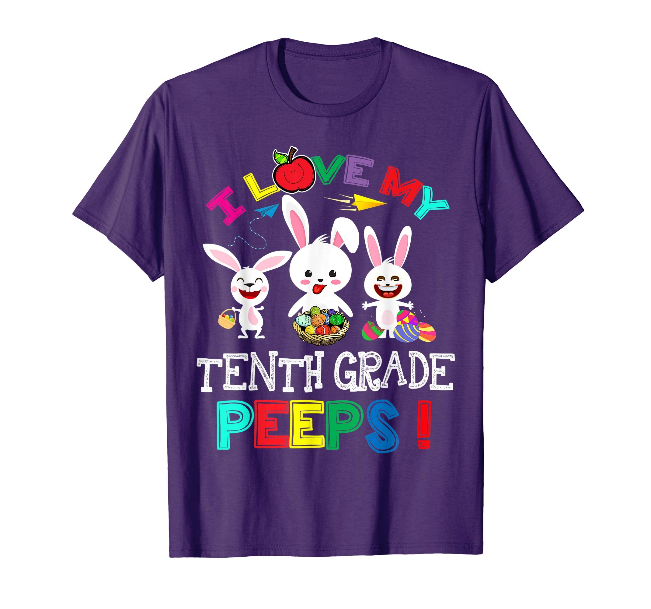 I Love My Tenth Grade Peeps Bunnies Easter Teacher T Shirt