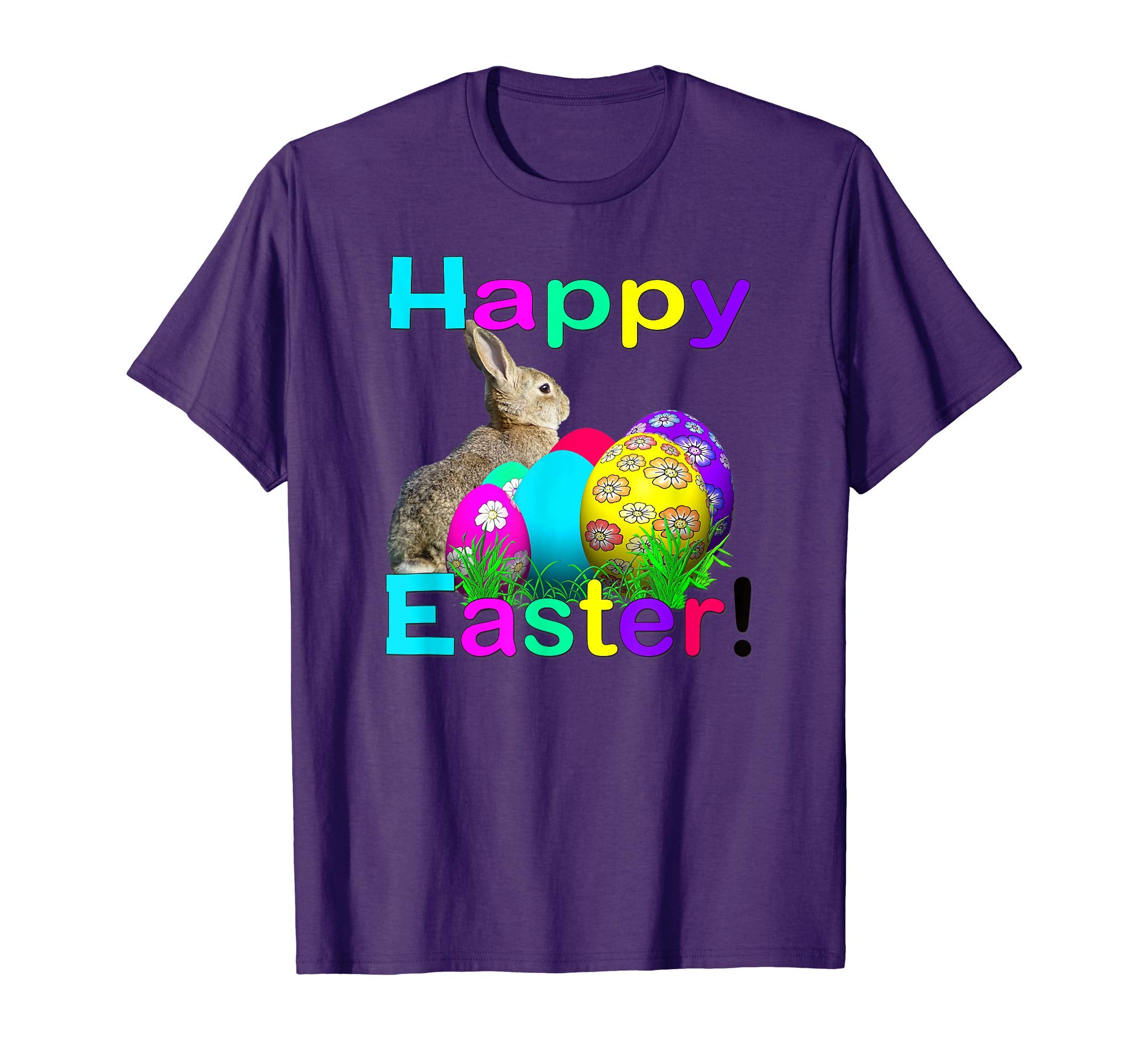 Happy Easter Real Bunny T Shirt Colorful Egg Hunt