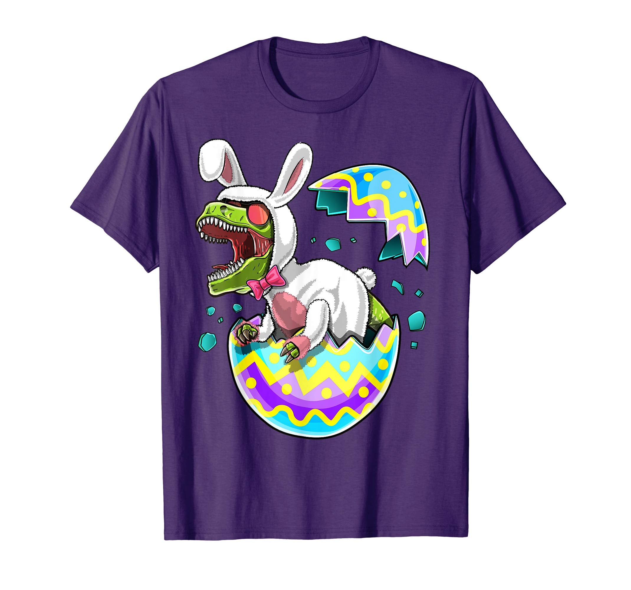 Happy Easter T Rex Dinosaur Easter Bunny Egg Shirt Kids Gift