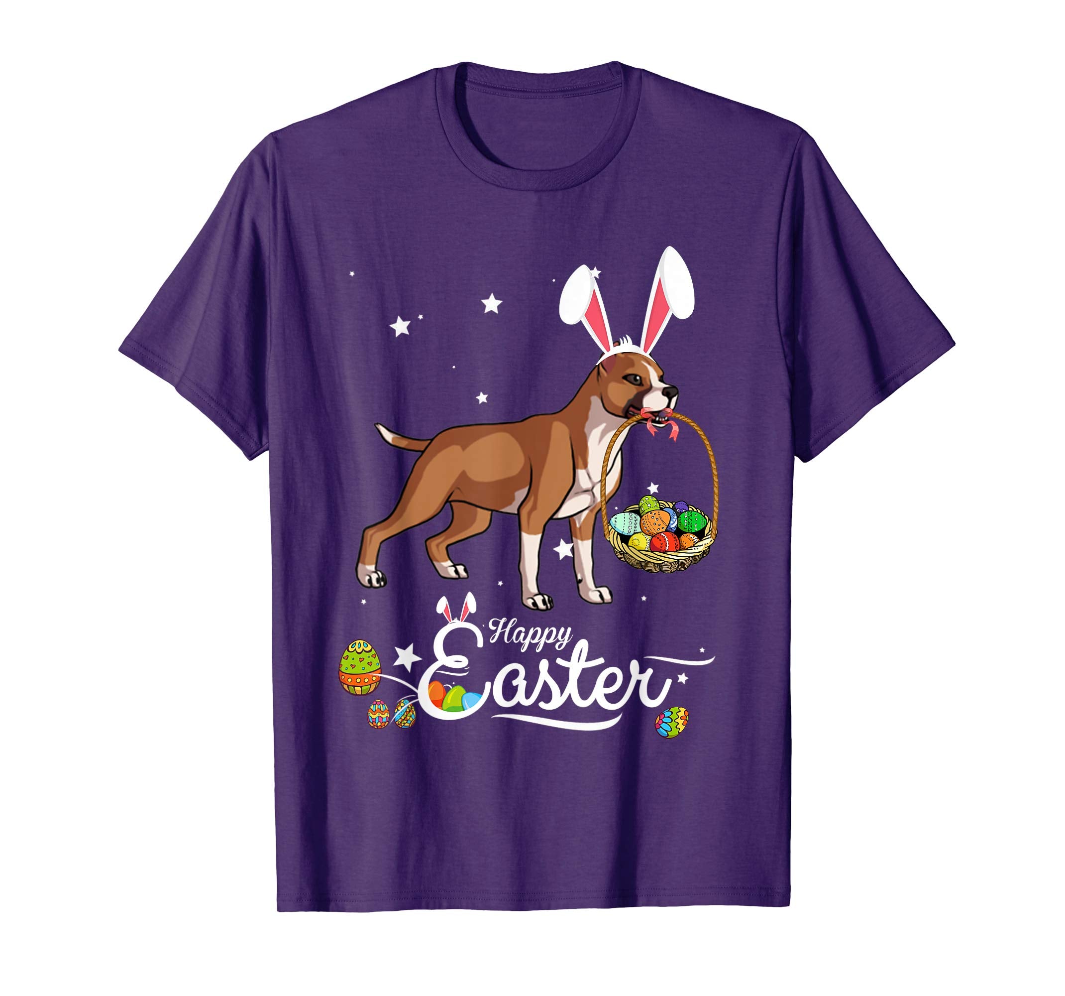 Staffordshire Dog With Bunny Hat Easter Costume T Shirt