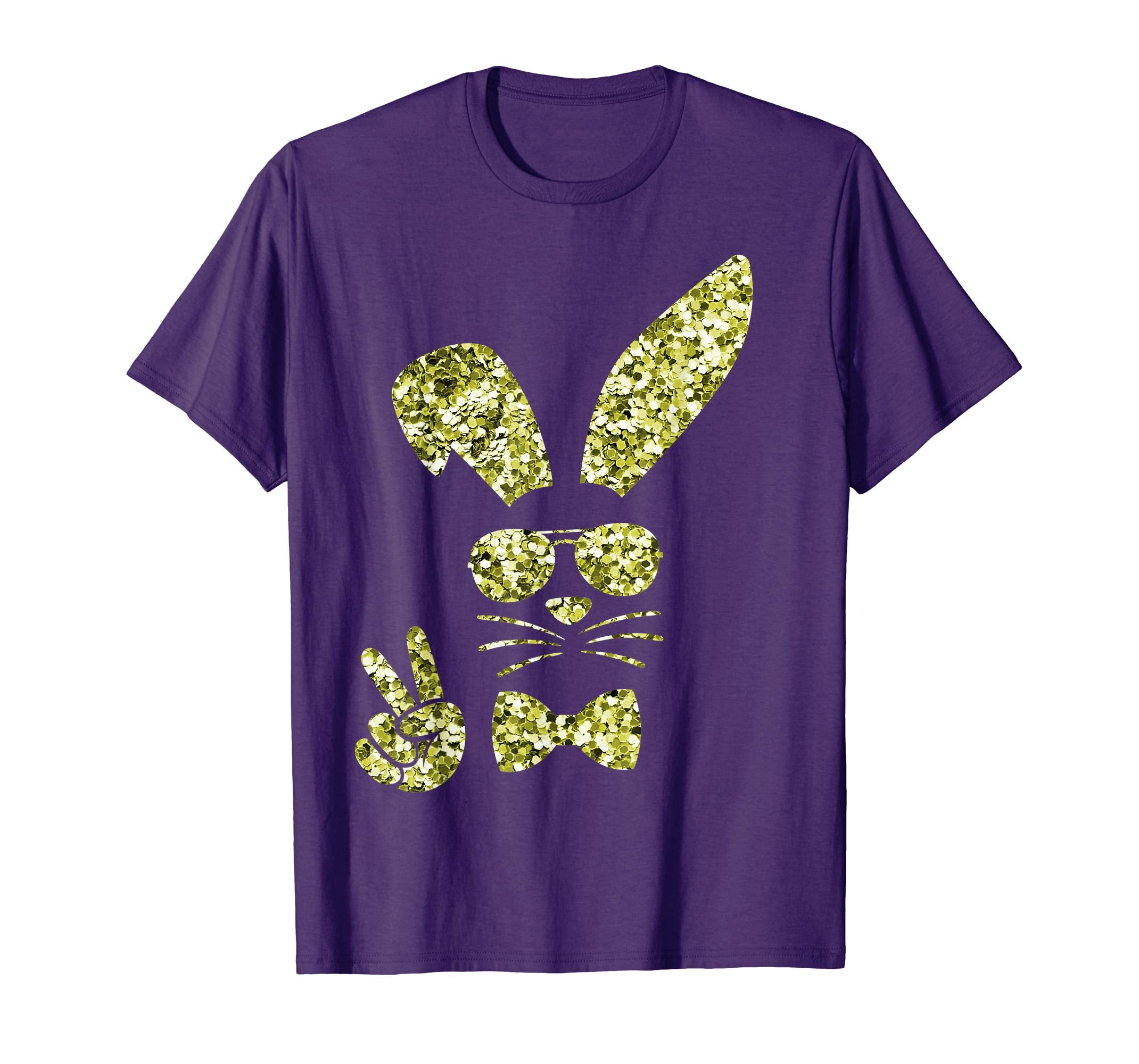 Easter Bunny Girls Shirt Cute Gold Bunny Peace Sign Tee Gift