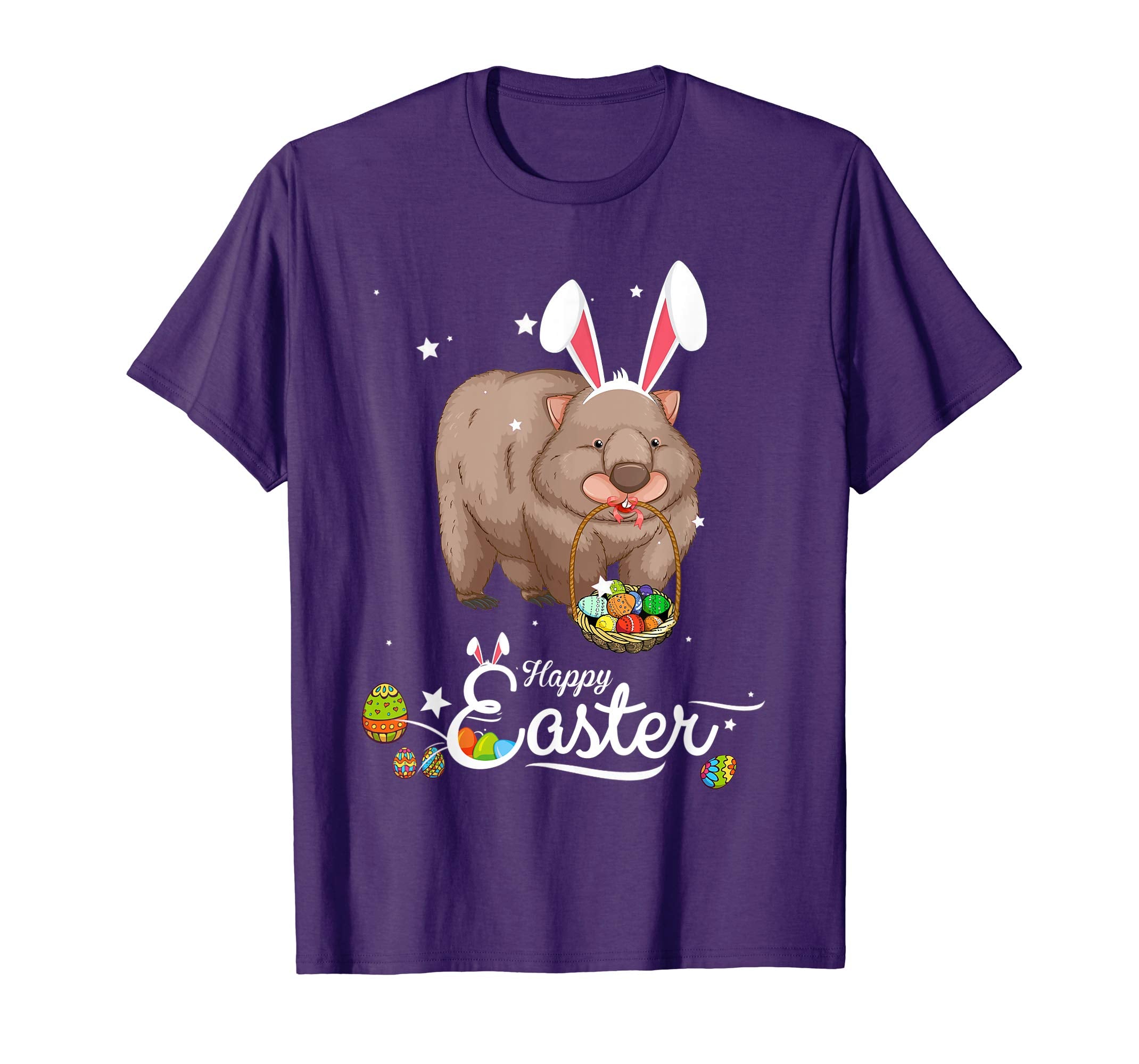 Cute Easter Wombat with Bunny Ears and Eggs T Shirt