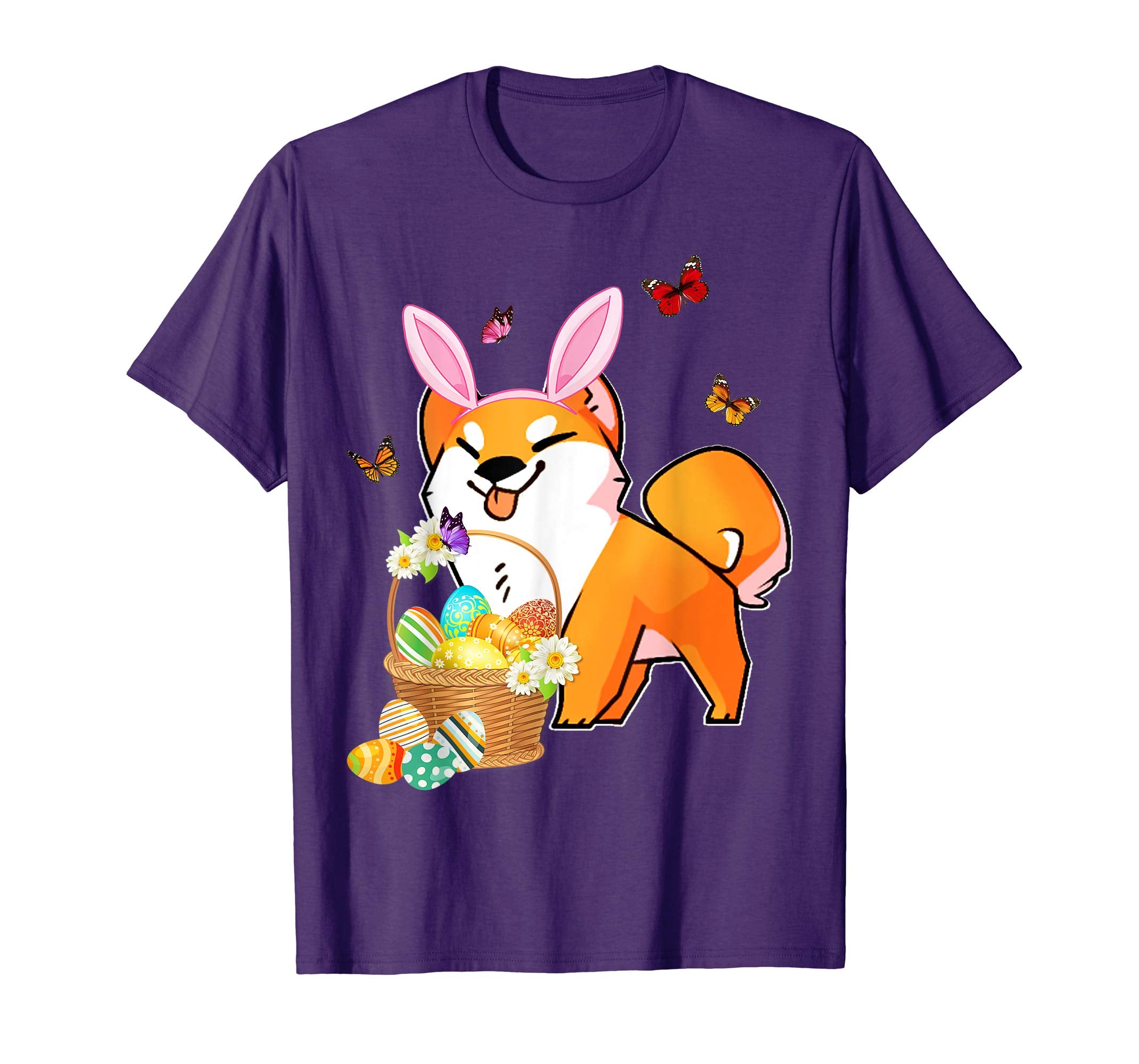 Akita Bunny Hat Rabbit Easter Eggs Shirt Happy Ea