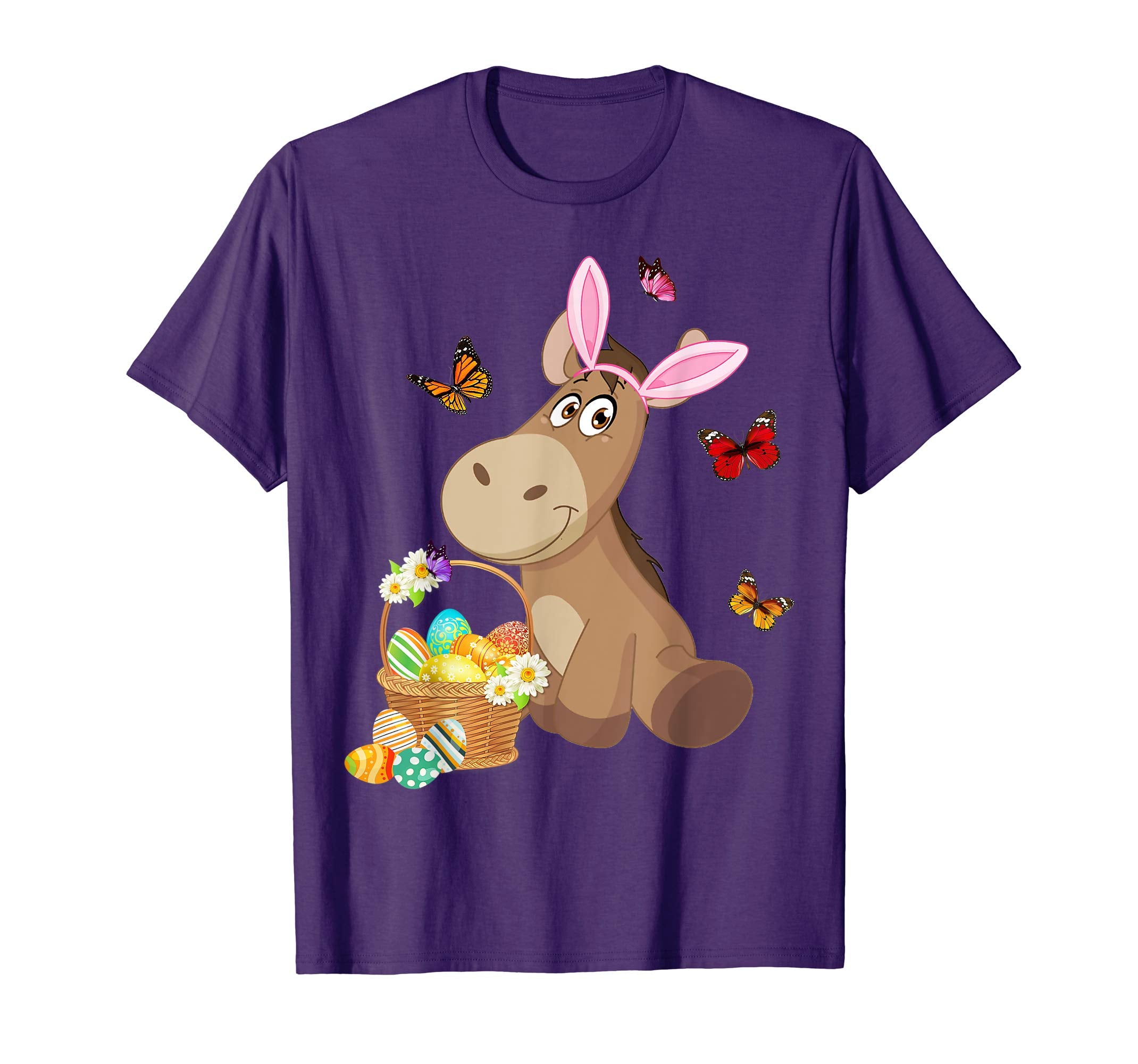 Donkey Bunny Hat Rabbit Easter Eggs Shirt Happy Ea