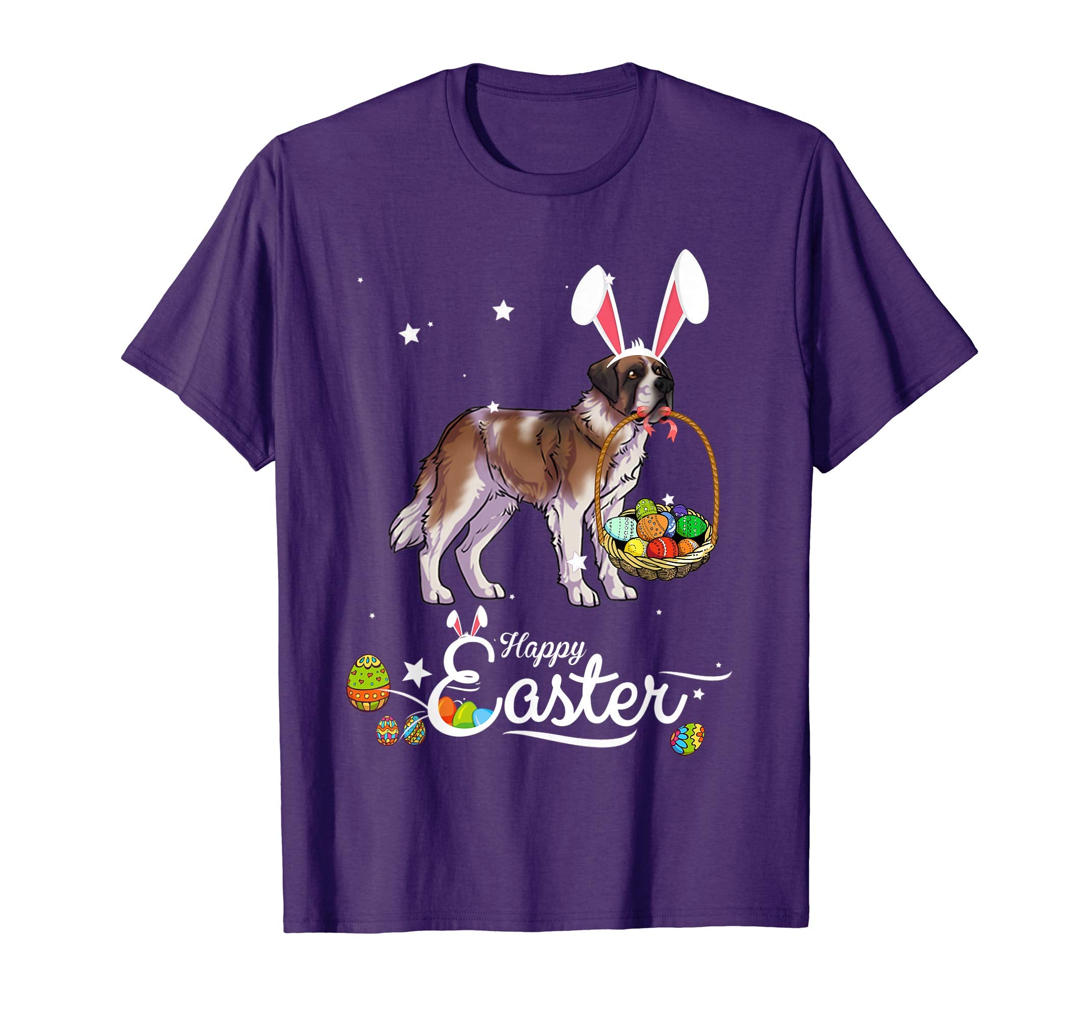 Saint Bernard Dog With Bunny Hat Easter Costume T Shirt