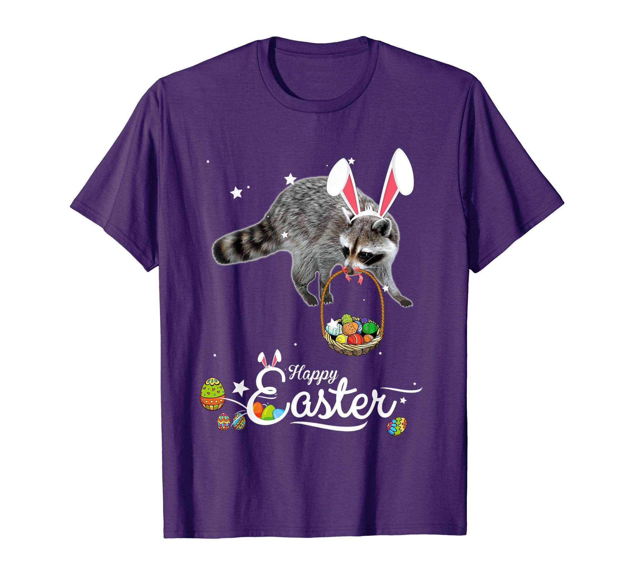 Cute Easter Racoon with Bunny Ears and Eggs T Shirt