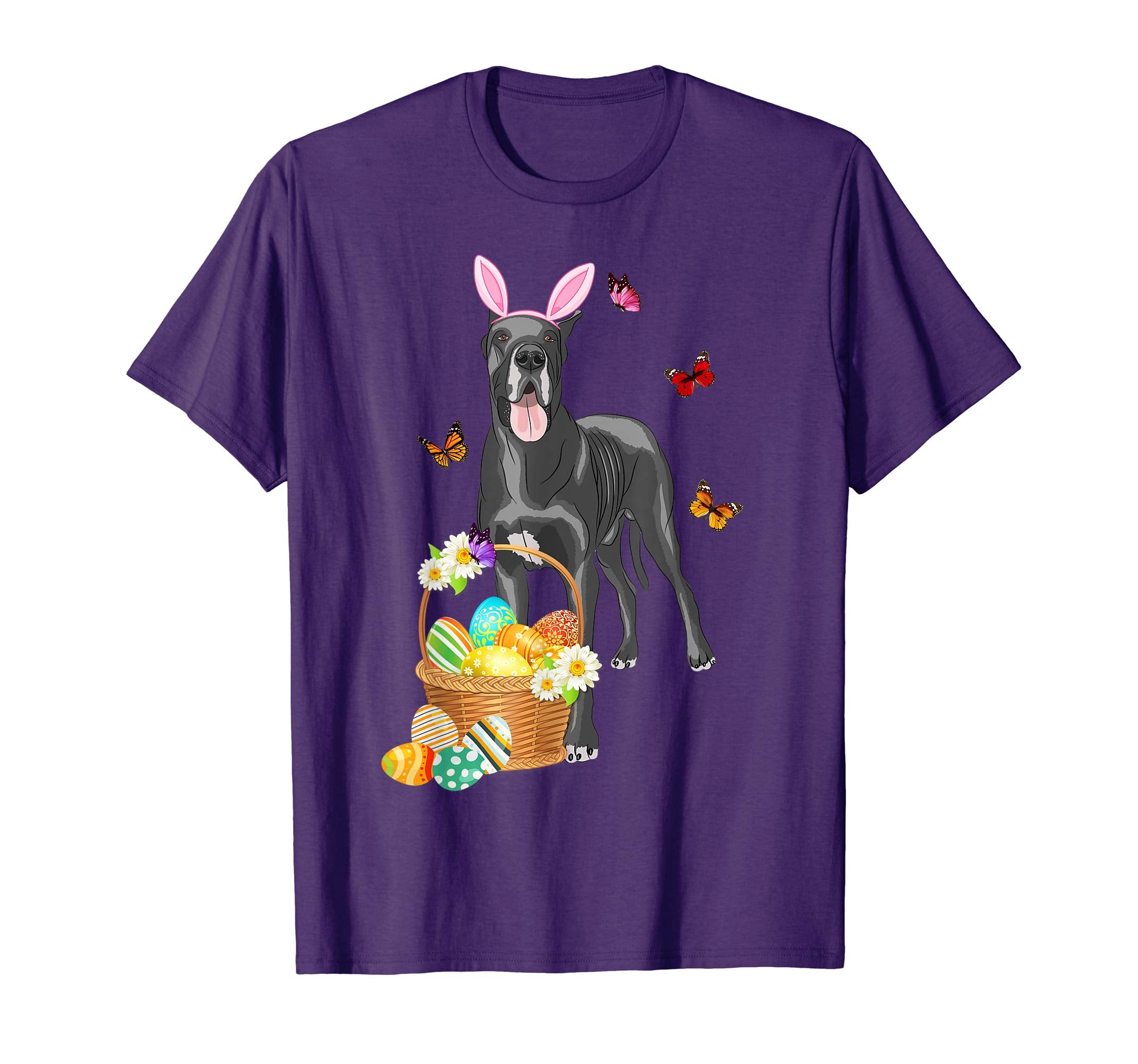 Great Dane Bunny Hat Rabbit Easter Eggs Shirt Happy Ea