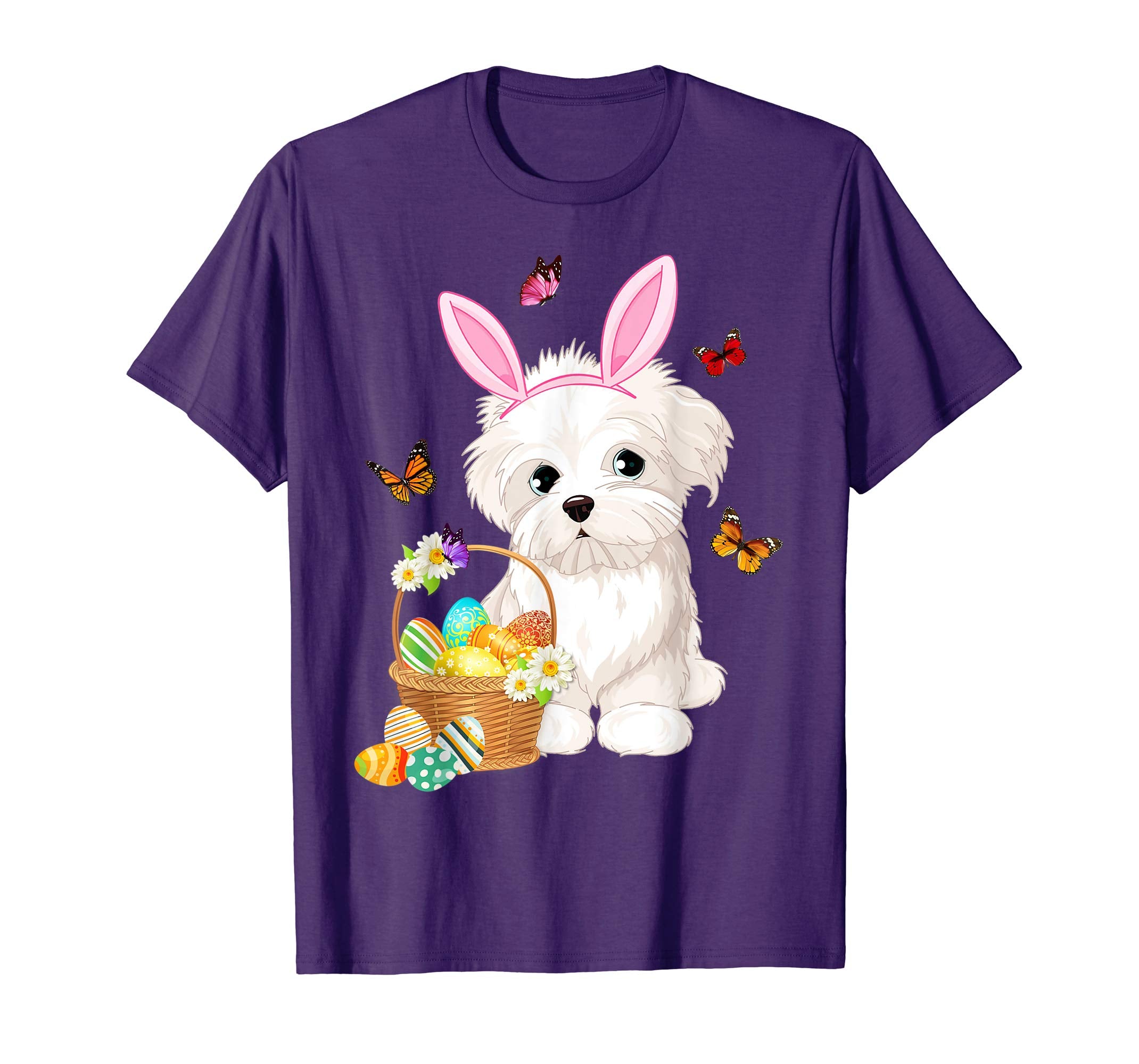 Maltese Bunny Hat Rabbit Easter Eggs Shirt Happy Ea