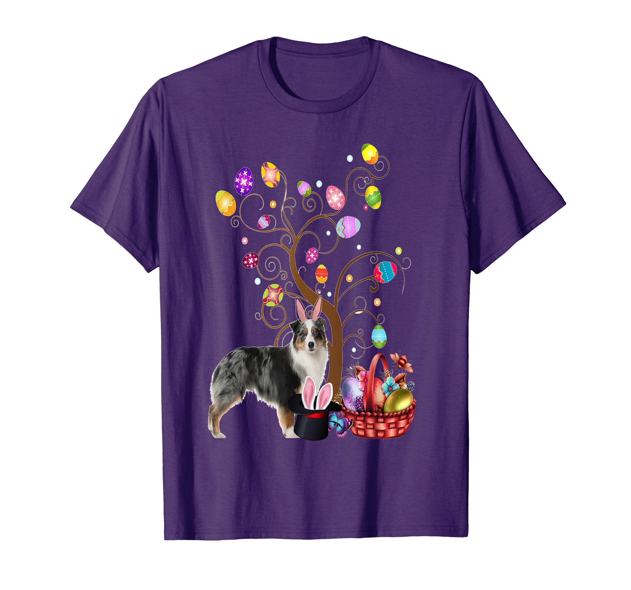 Bunny Australian Shepherd Dog Easter Day Hunting Egg T-Shirt