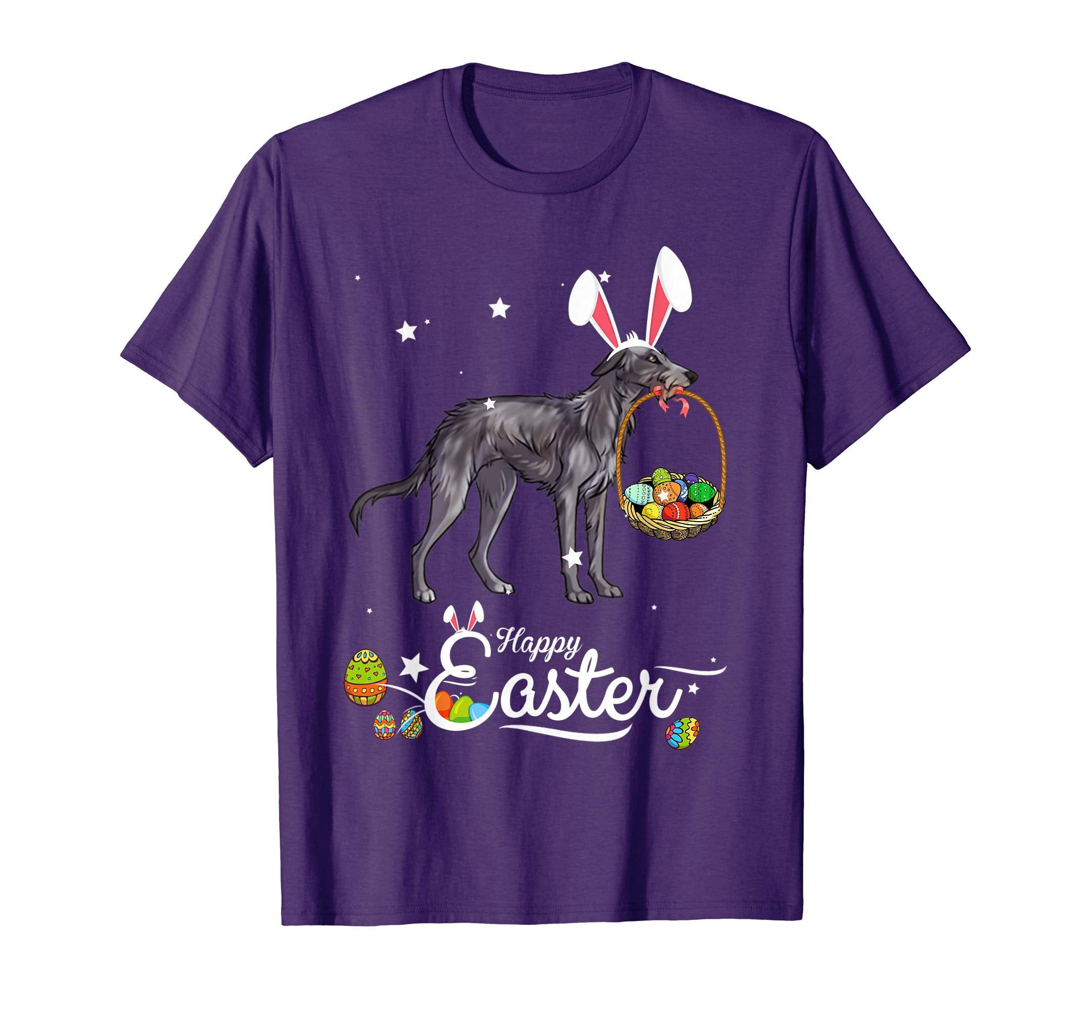 Scottish Deerhound Dog With Bunny Hat Easter Costume T Shirt