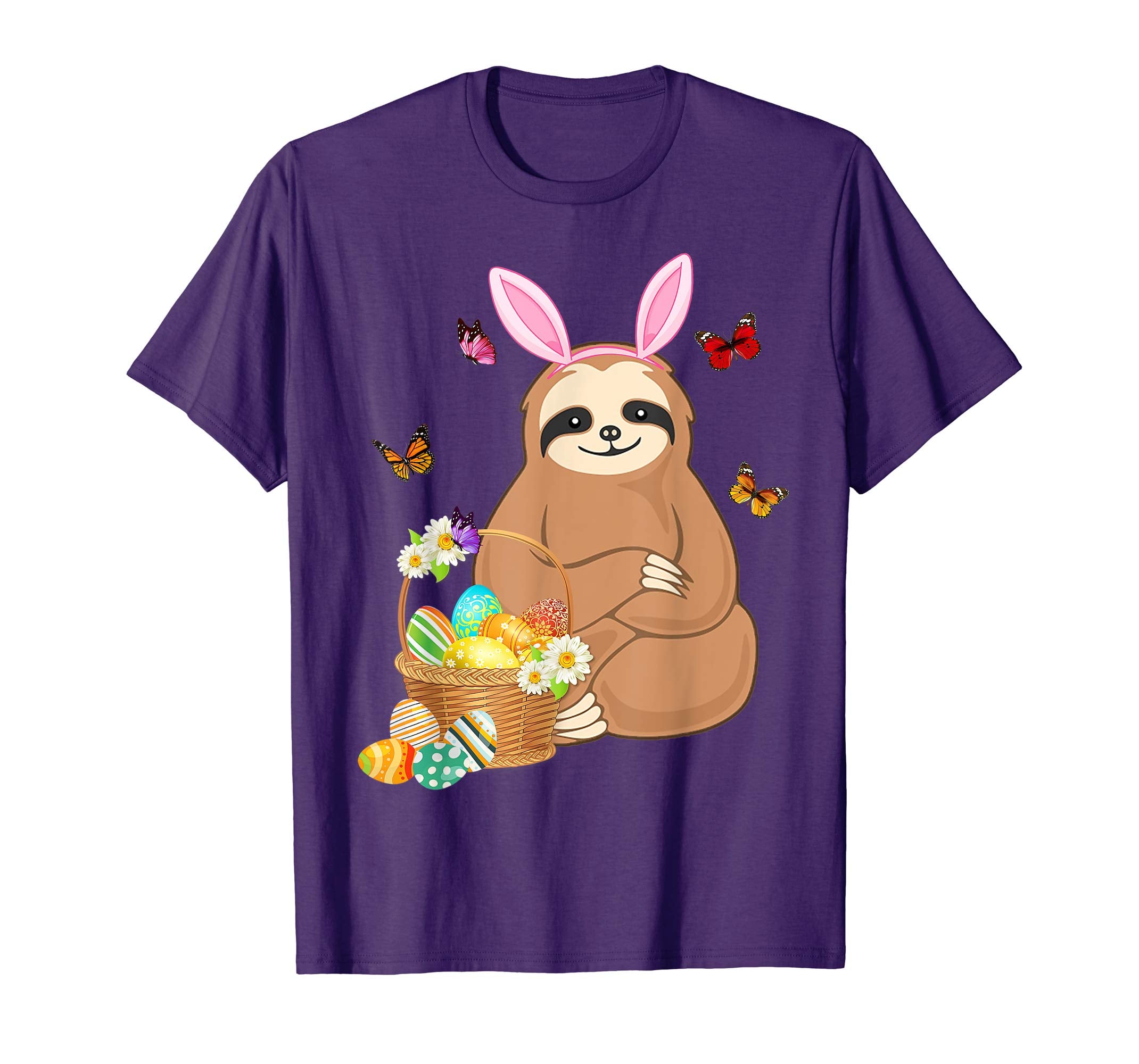 Sloth Bunny Hat Rabbit Easter Eggs Shirt Happy Ea