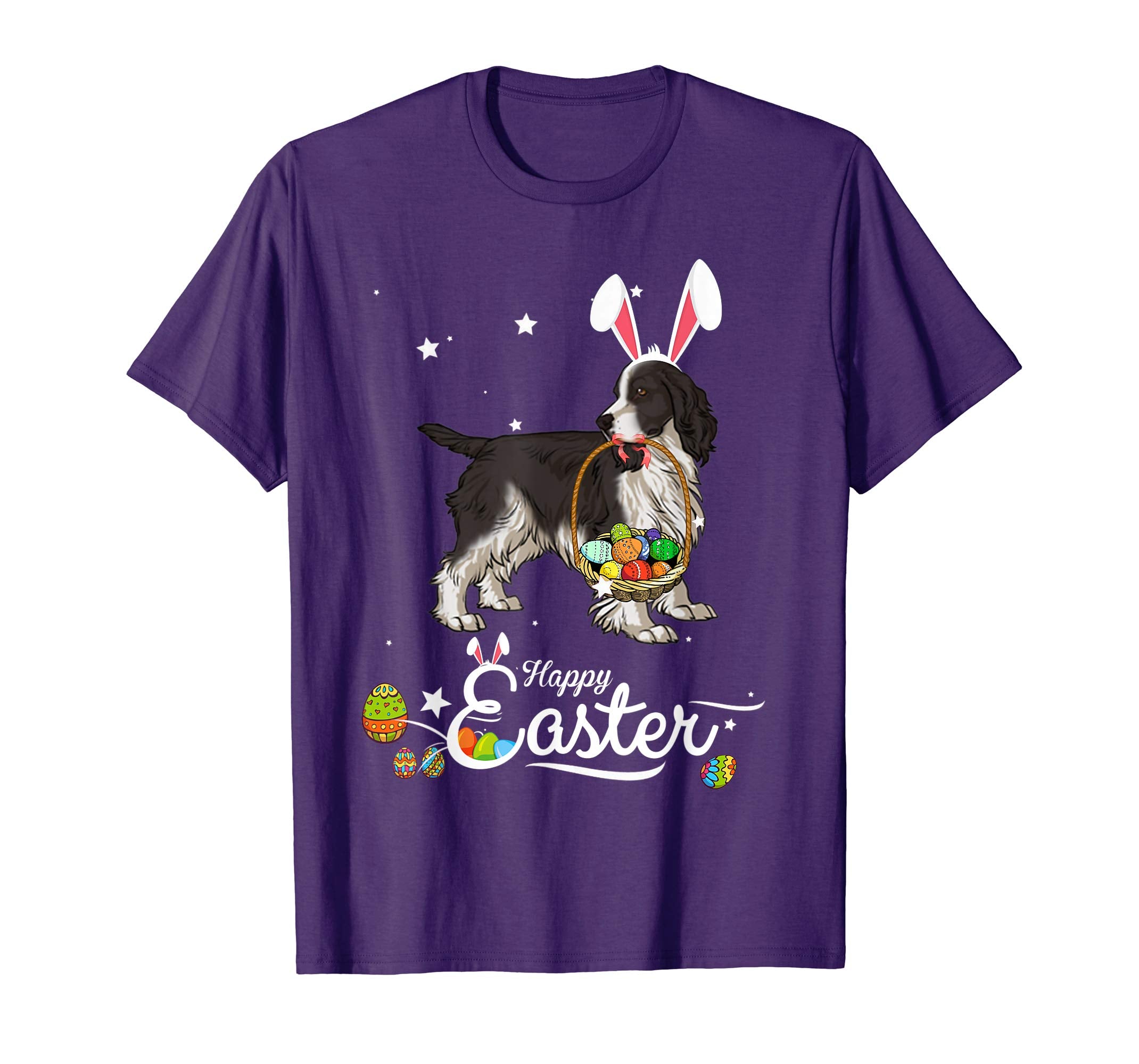 Springer Spaniel Dog With Bunny Hat Easter Costume T Shirt