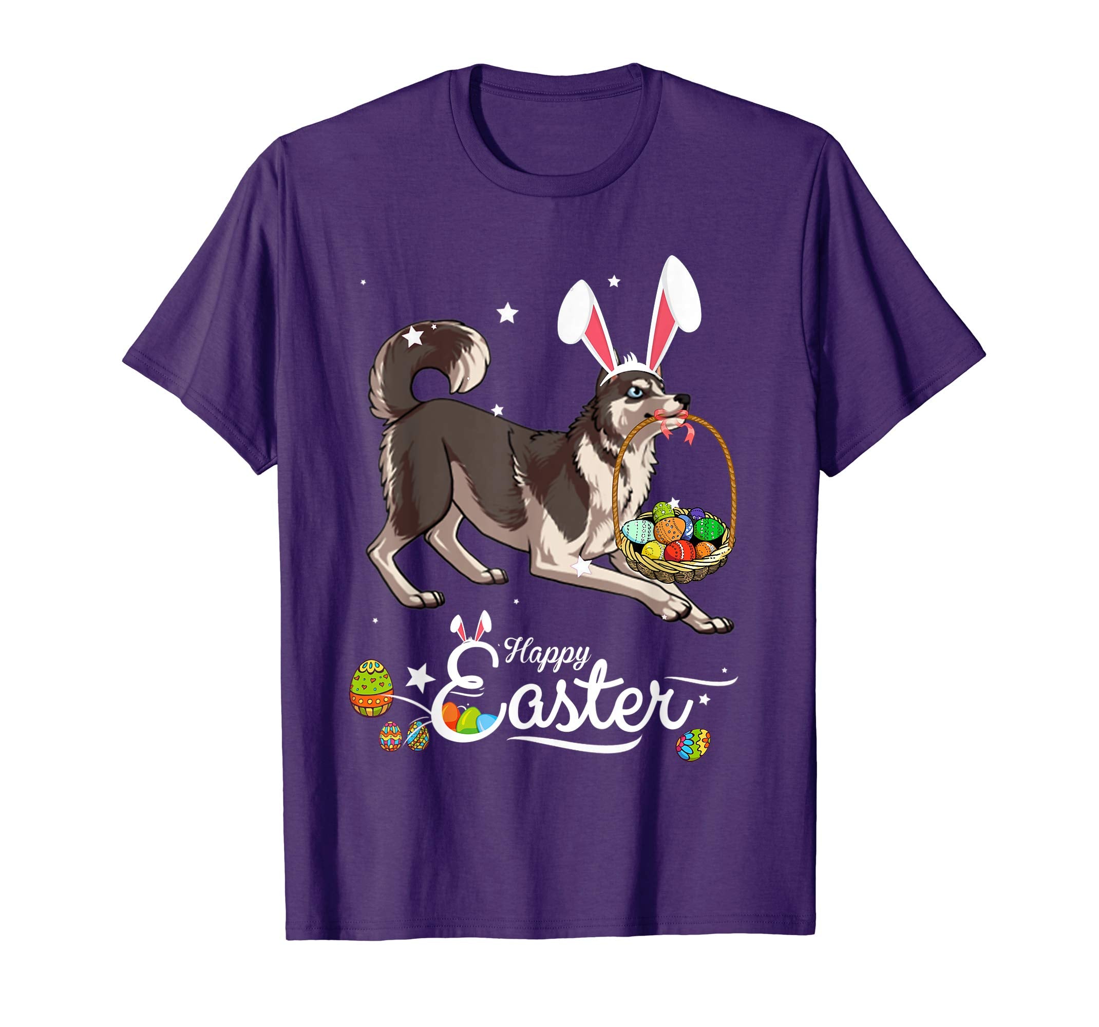 Siberian Husky Dog With Bunny Hat Easter Costume T Shirt