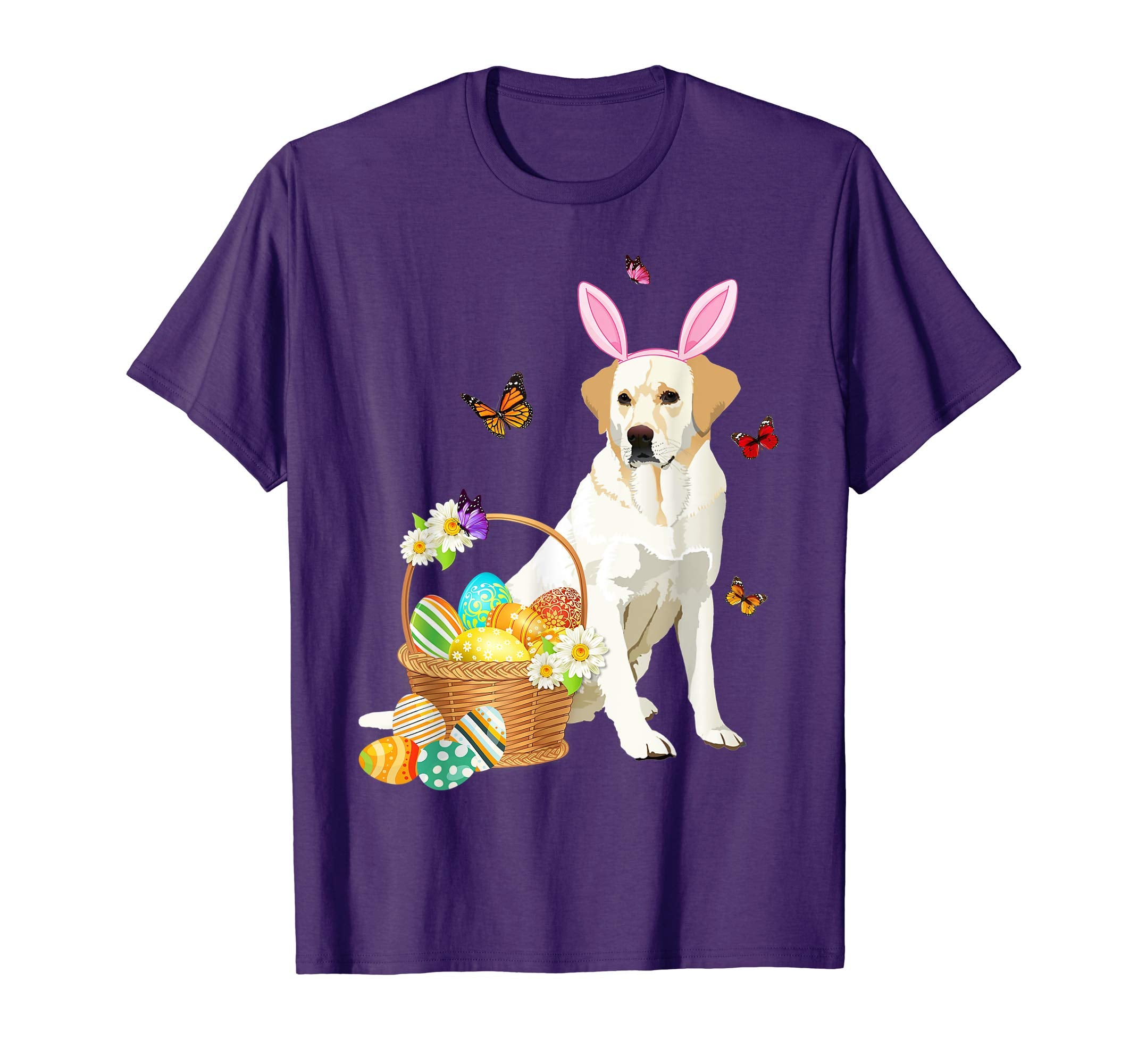 Labrador Bunny Hat Rabbit Easter Eggs Shirt Happy Ea