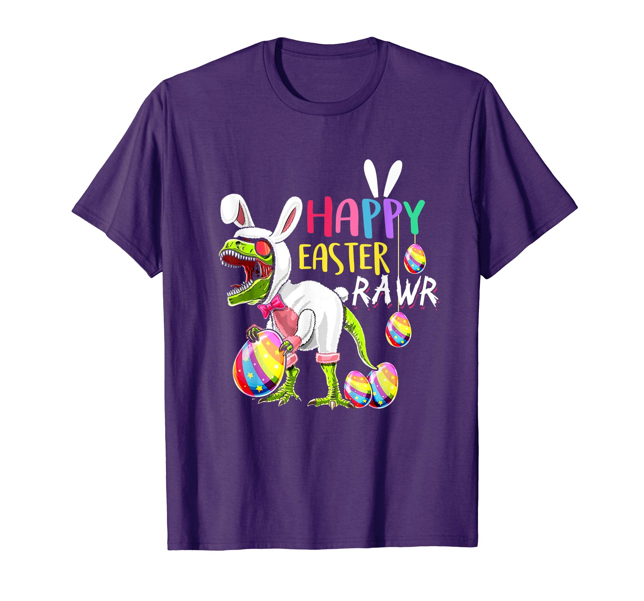 Happy Easter T Rex Dinosaur Easter Bunny Egg Shirt Kids