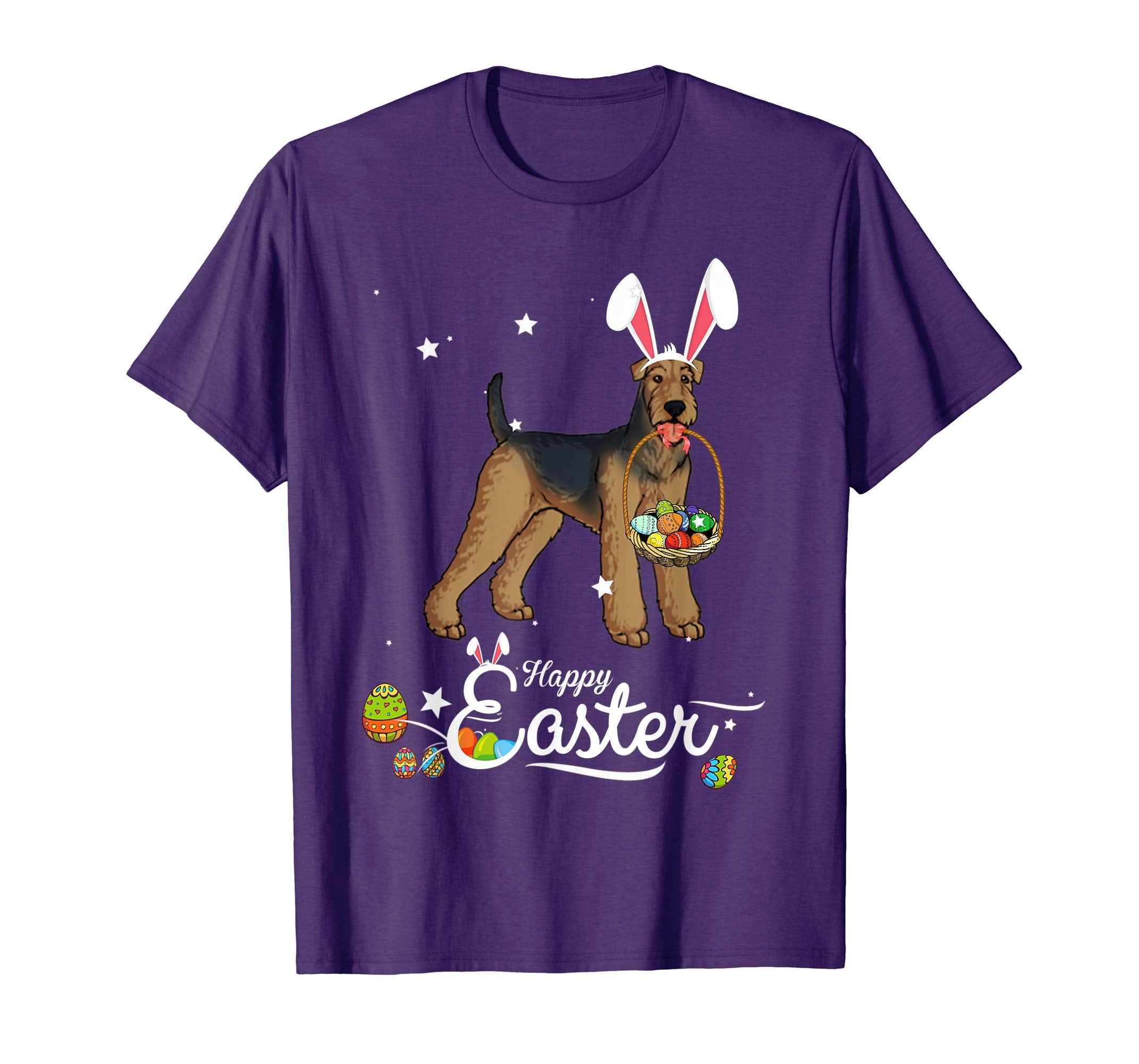 Airedale Terrier Dog With Bunny Hat Easter Costume T Shirt