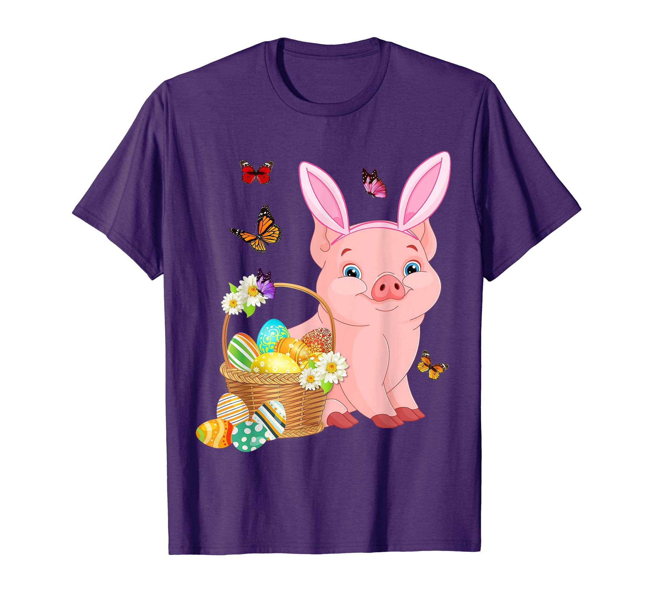 Pig Bunny Hat Rabbit Easter Eggs Shirt Happy Ea