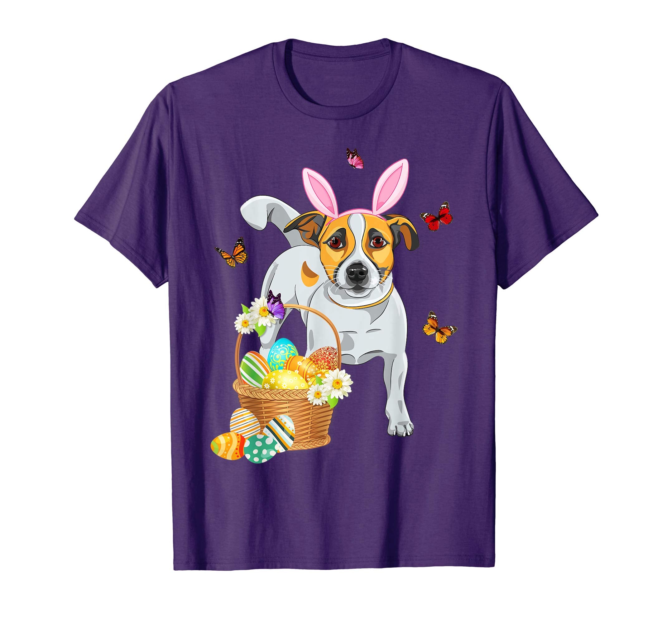 Jack Russell Bunny Hat Rabbit Easter Eggs Shirt Happy Ea