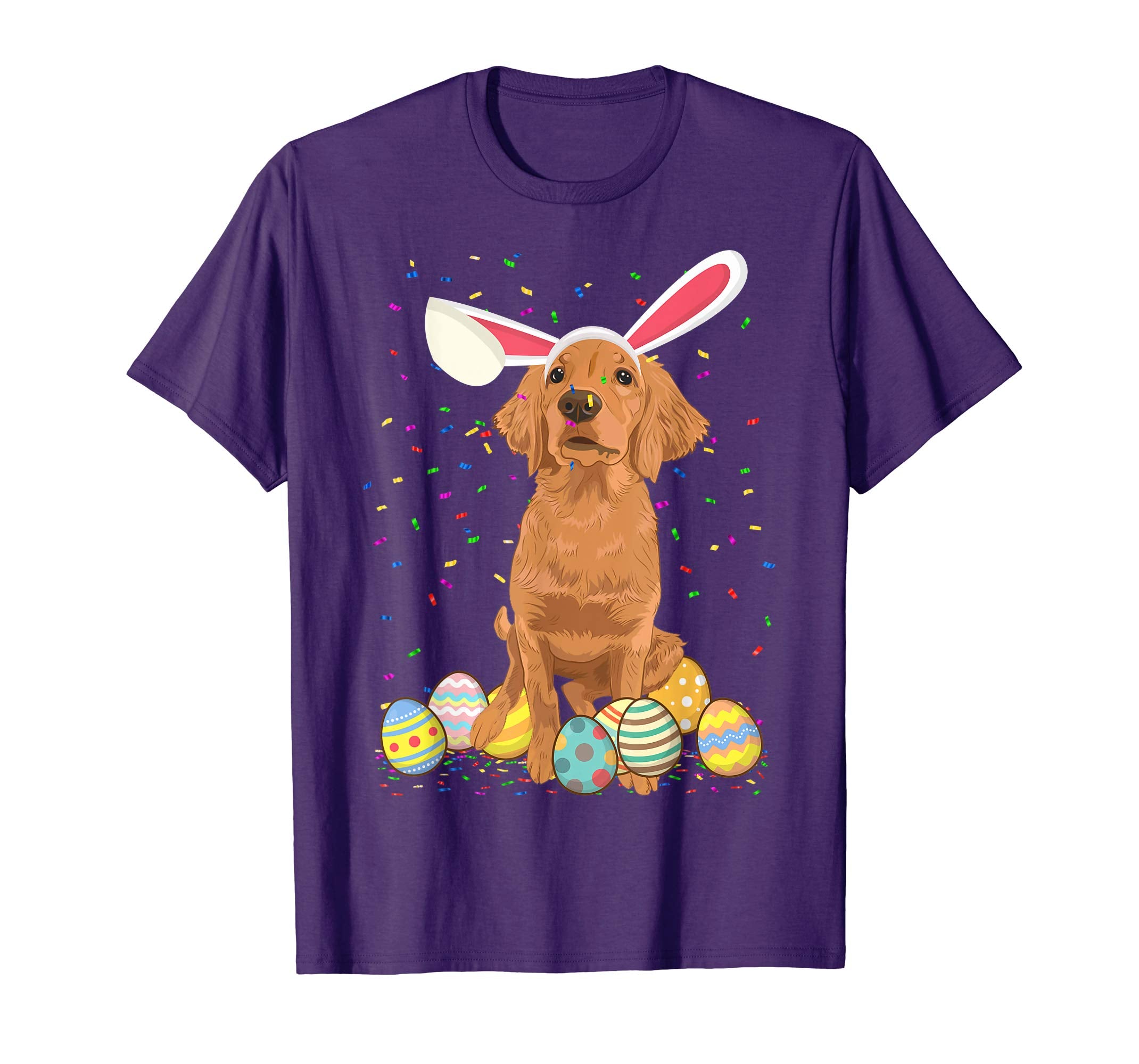 Golden Retriever Dog Ear Easter Eggs Shirt Happy Easter Day