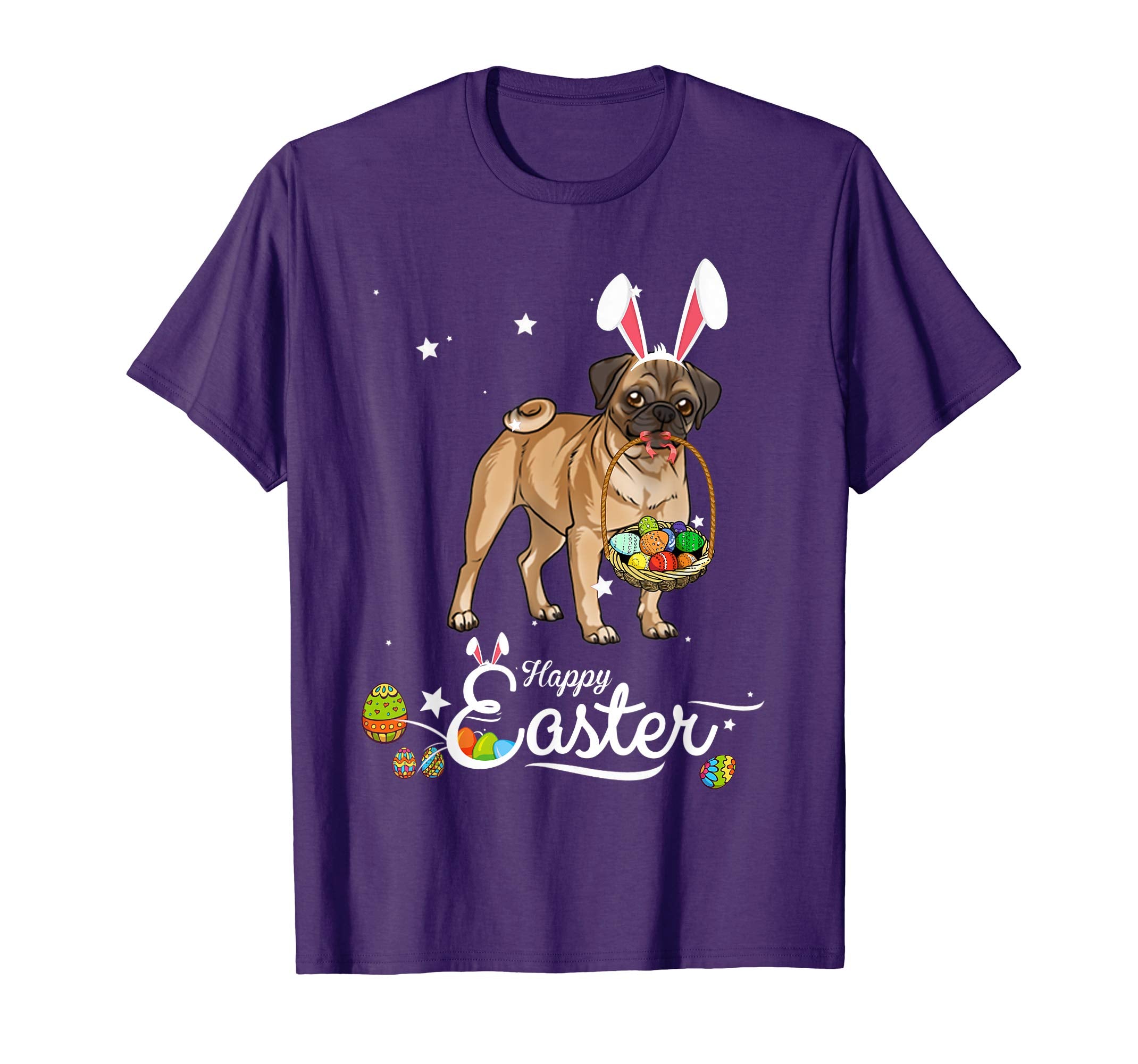 Pug Dog With Bunny Hat Easter Costume T Shirt