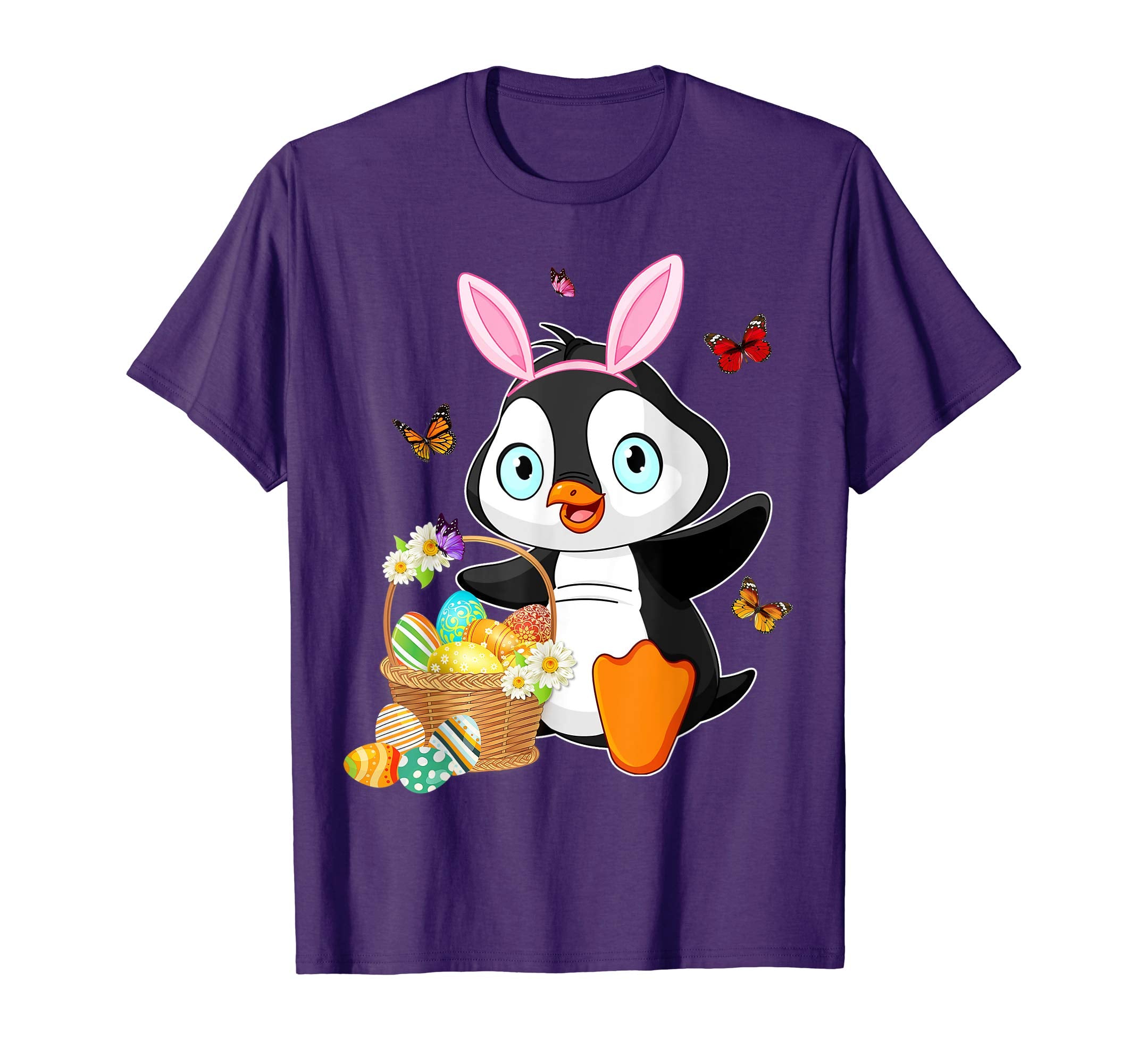 Penguin Bunny Hat Rabbit Easter Eggs Shirt Happy Ea