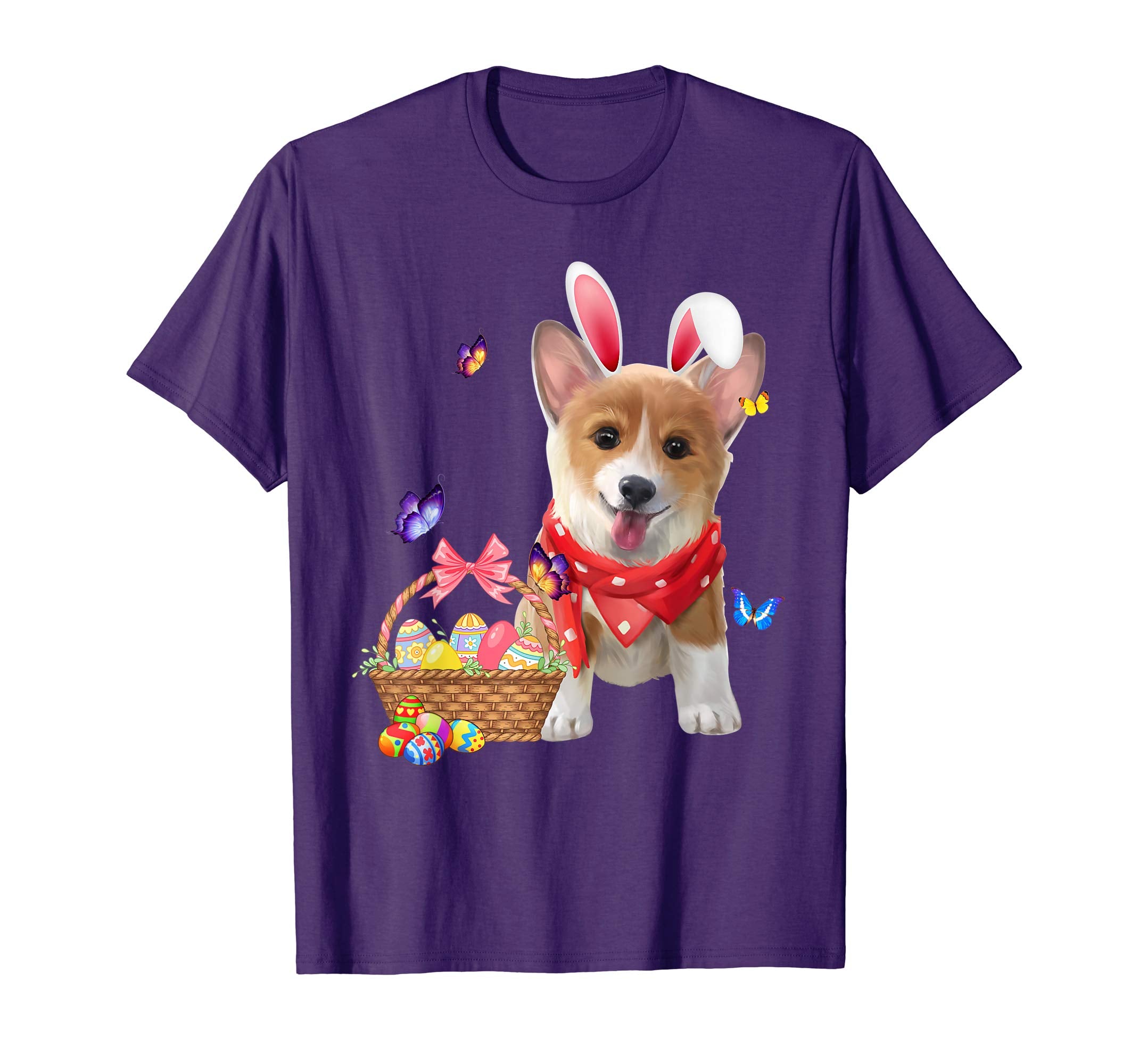 Funny Corgi Bunny with Eggs Easter T shirt Dog lovers