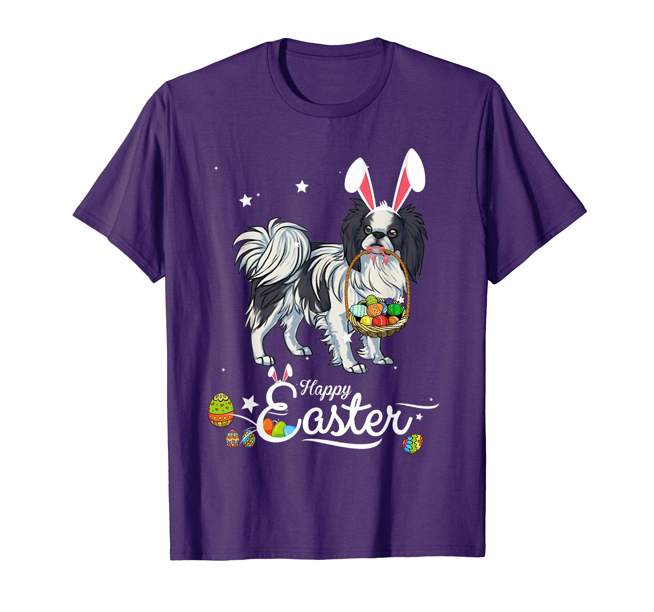 Japanese Chin Dog With Bunny Hat Easter Costume T Shirt