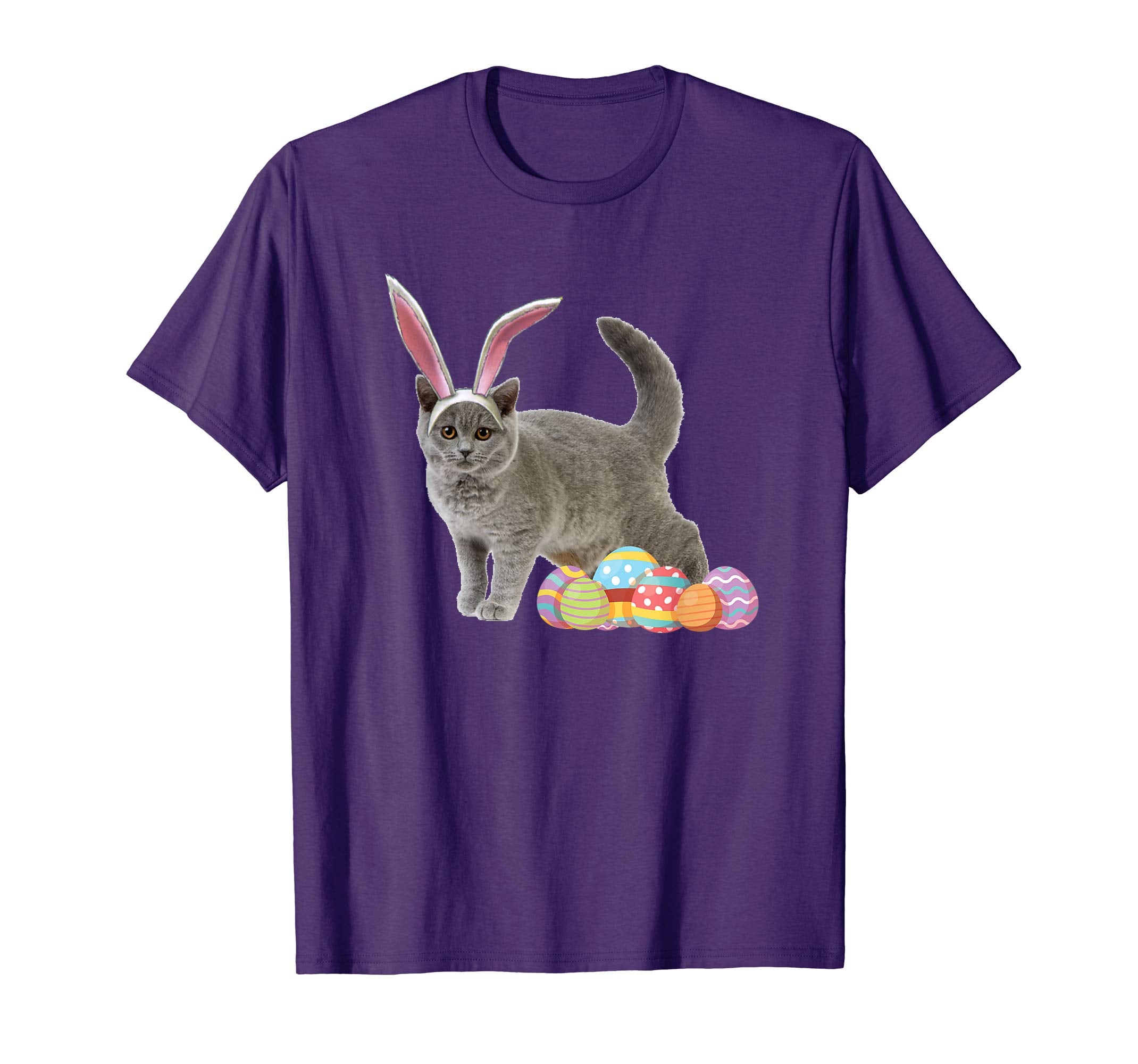 Easter Cat Shirt Russian Blue Funny Bunny Ears &amp; Eggs Gift