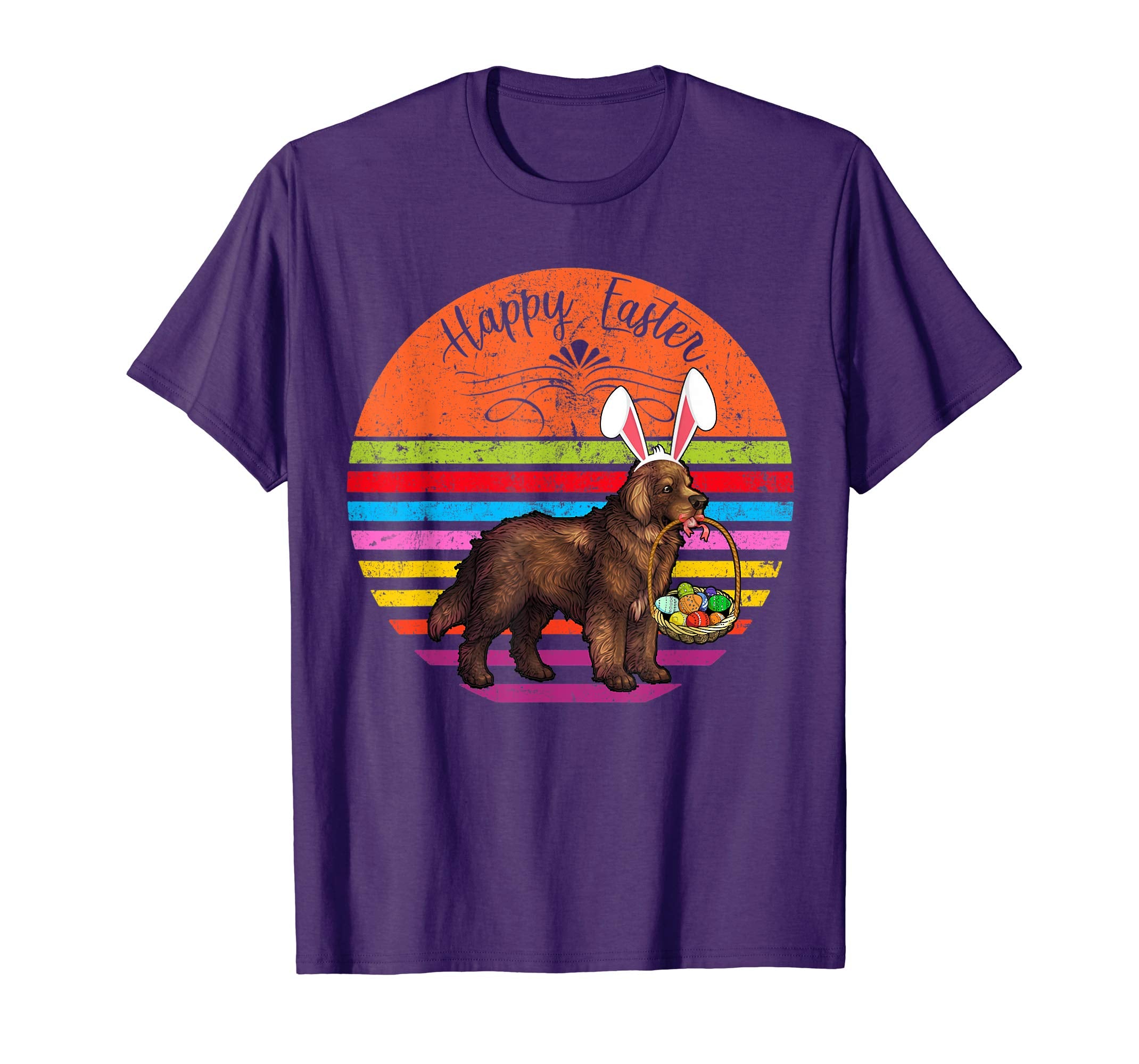 Vintage Newfoundland Dog Easter Eggs Basket T Shirt