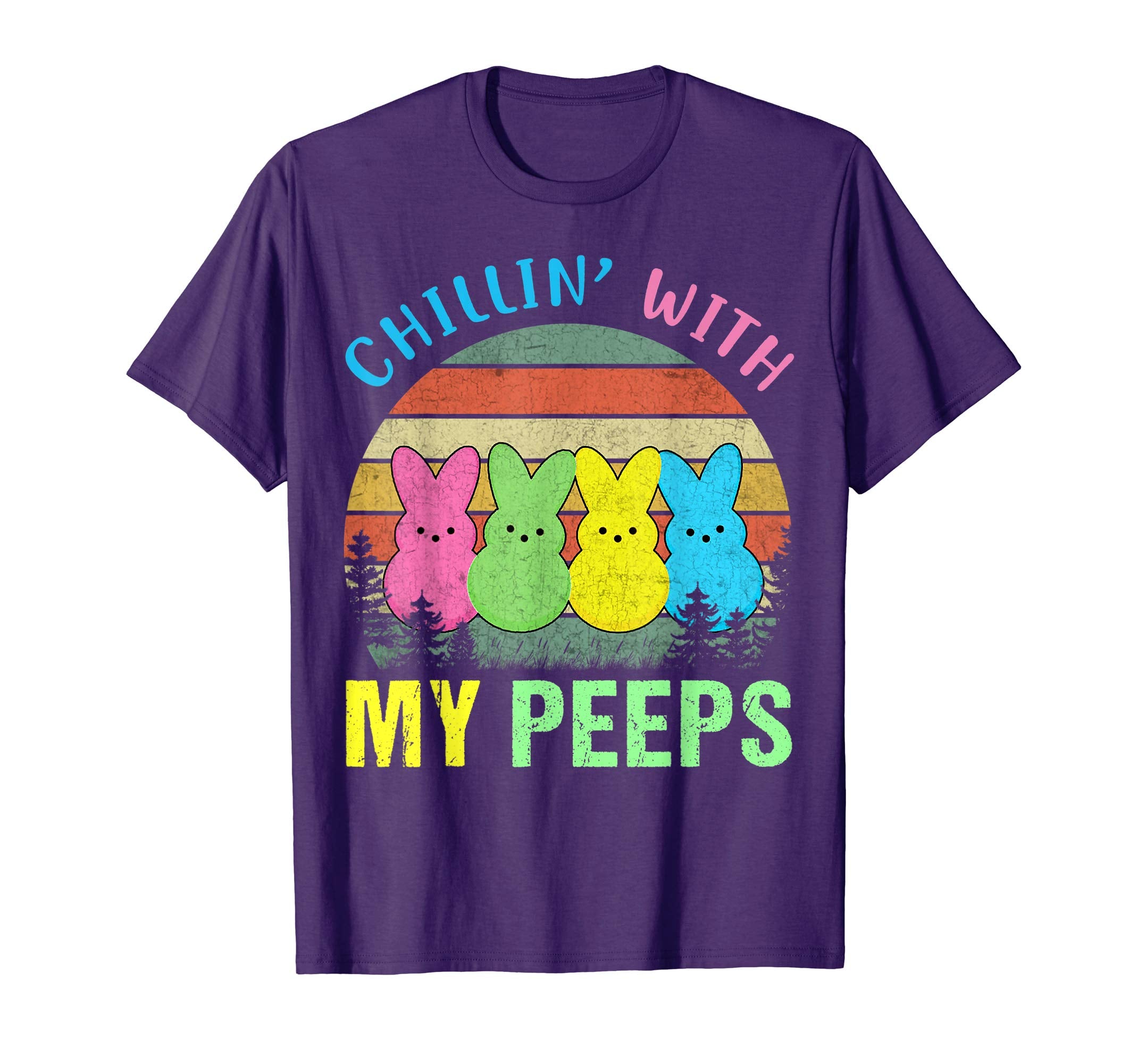 Chillin' With My Peeps Easter Bunny Vintage T-Shirt