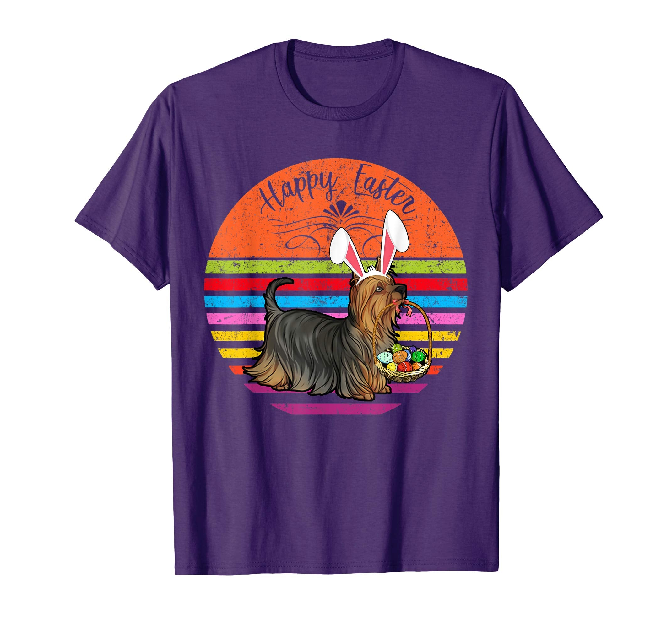 Cute Silky Terrier Dog With Bunny Hat Easter Eggs T Shirt