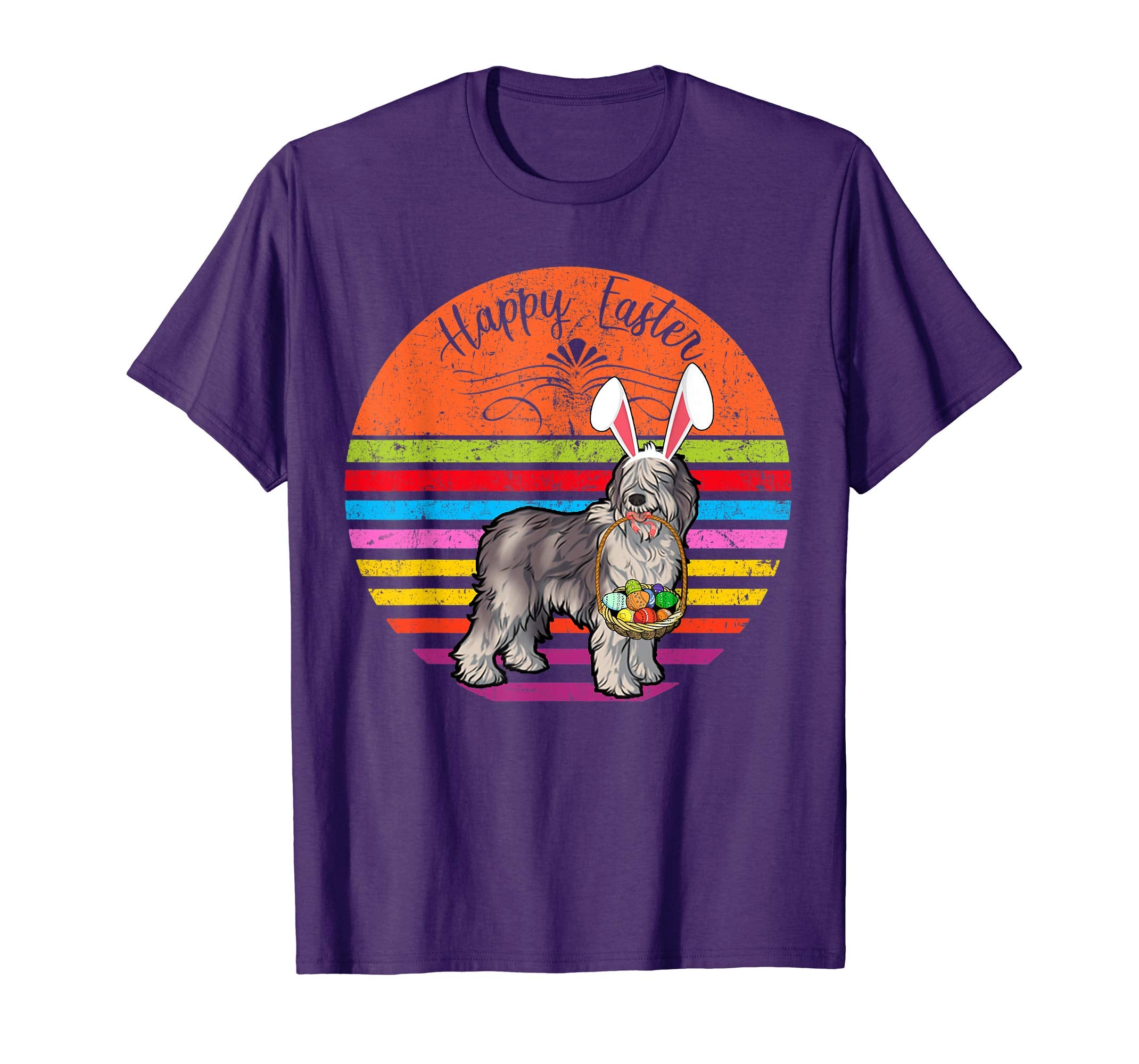 Cute Olde Sheepdog Dog With Bunny Hat Easter Eggs Shirt