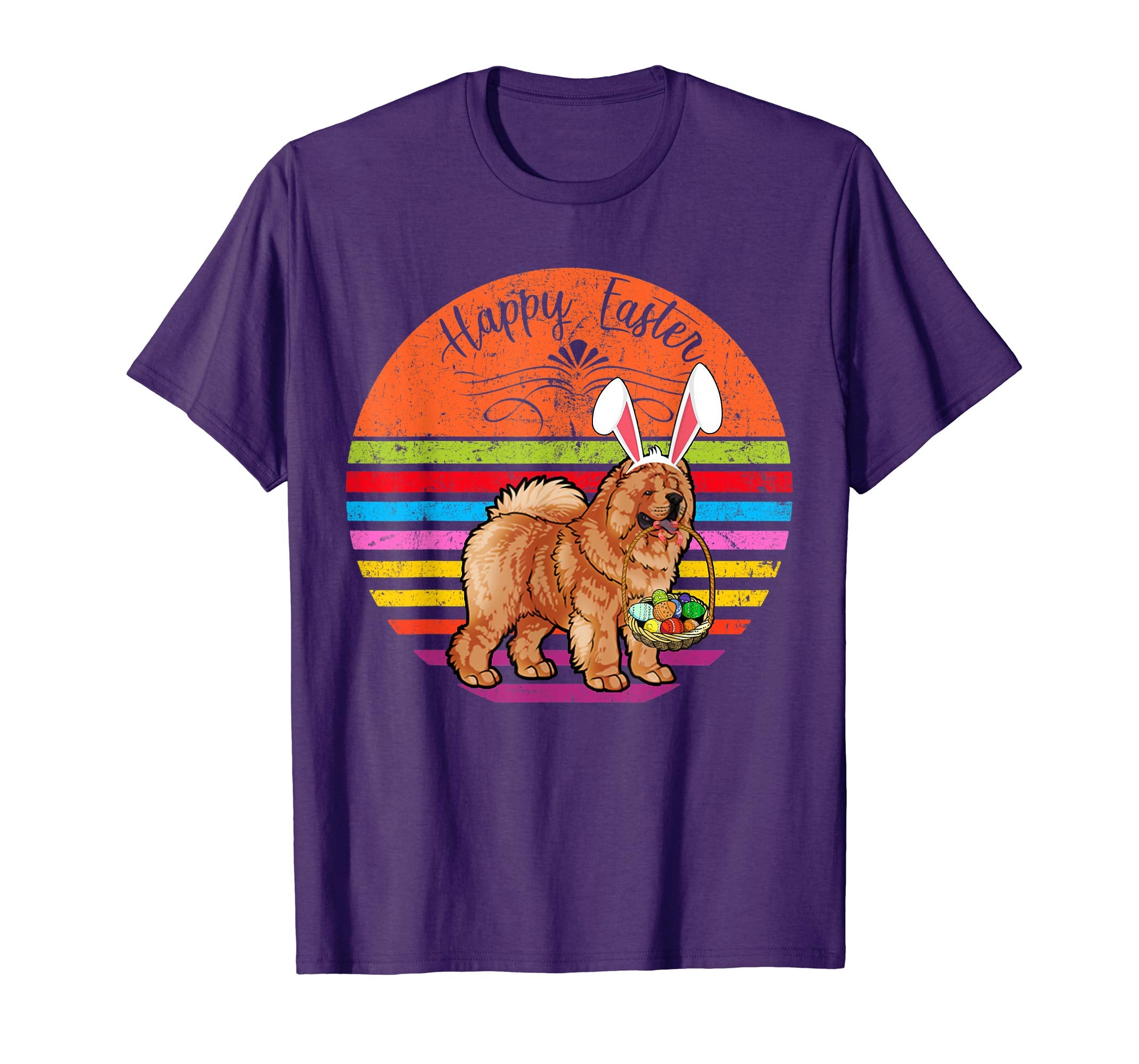 Cute Chow Chow Dog With Bunny Hat Happy Easter Eggs T Shirt