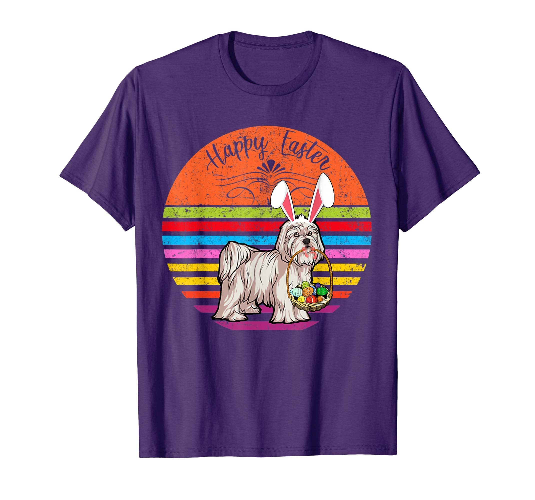 Cute Maltese Dog With Bunny Hat Happy Easter Eggs T Shirt