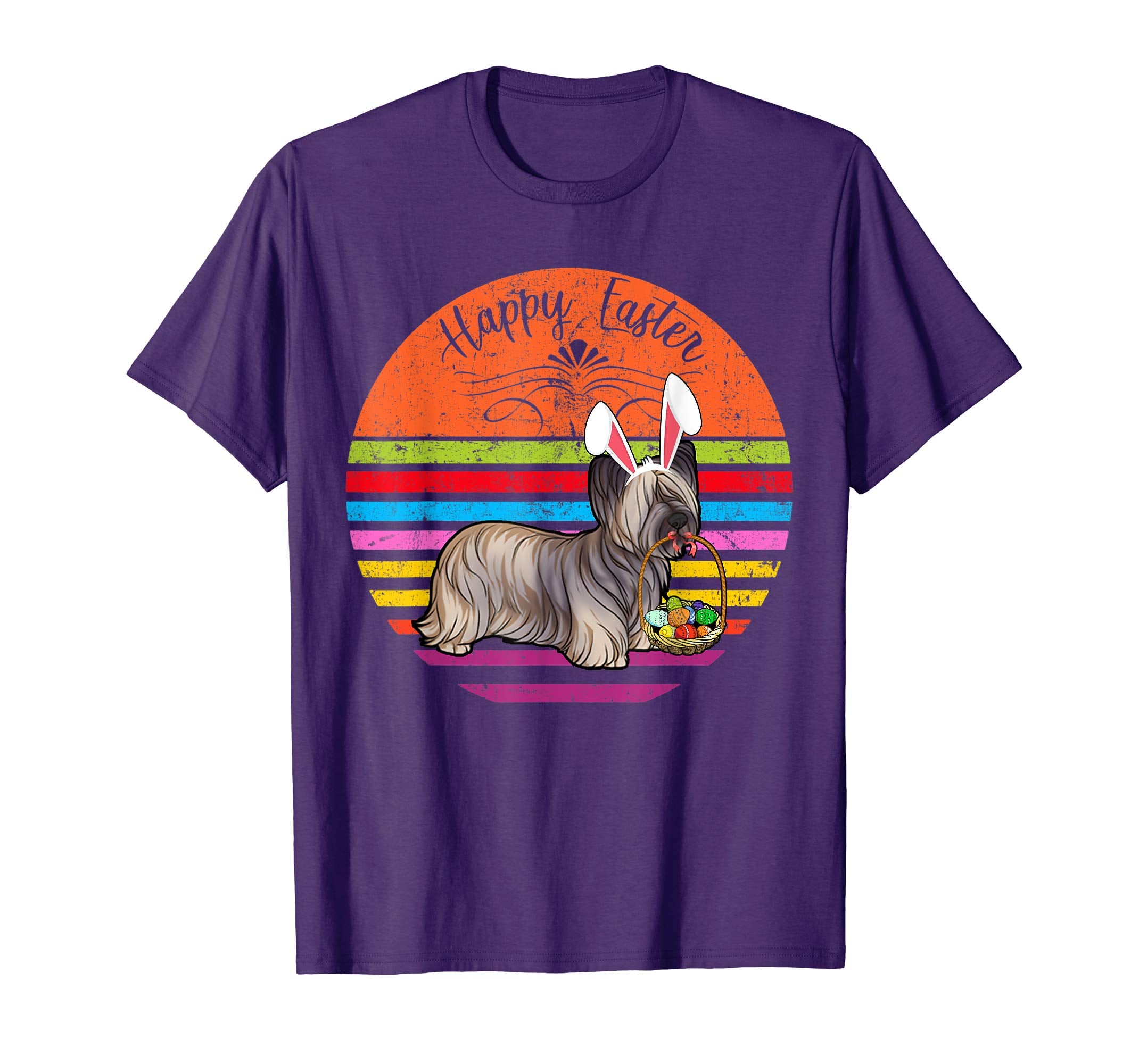 Cute Skye Terrier Dog With Bunny Hat Happy Easter Eggs Shirt