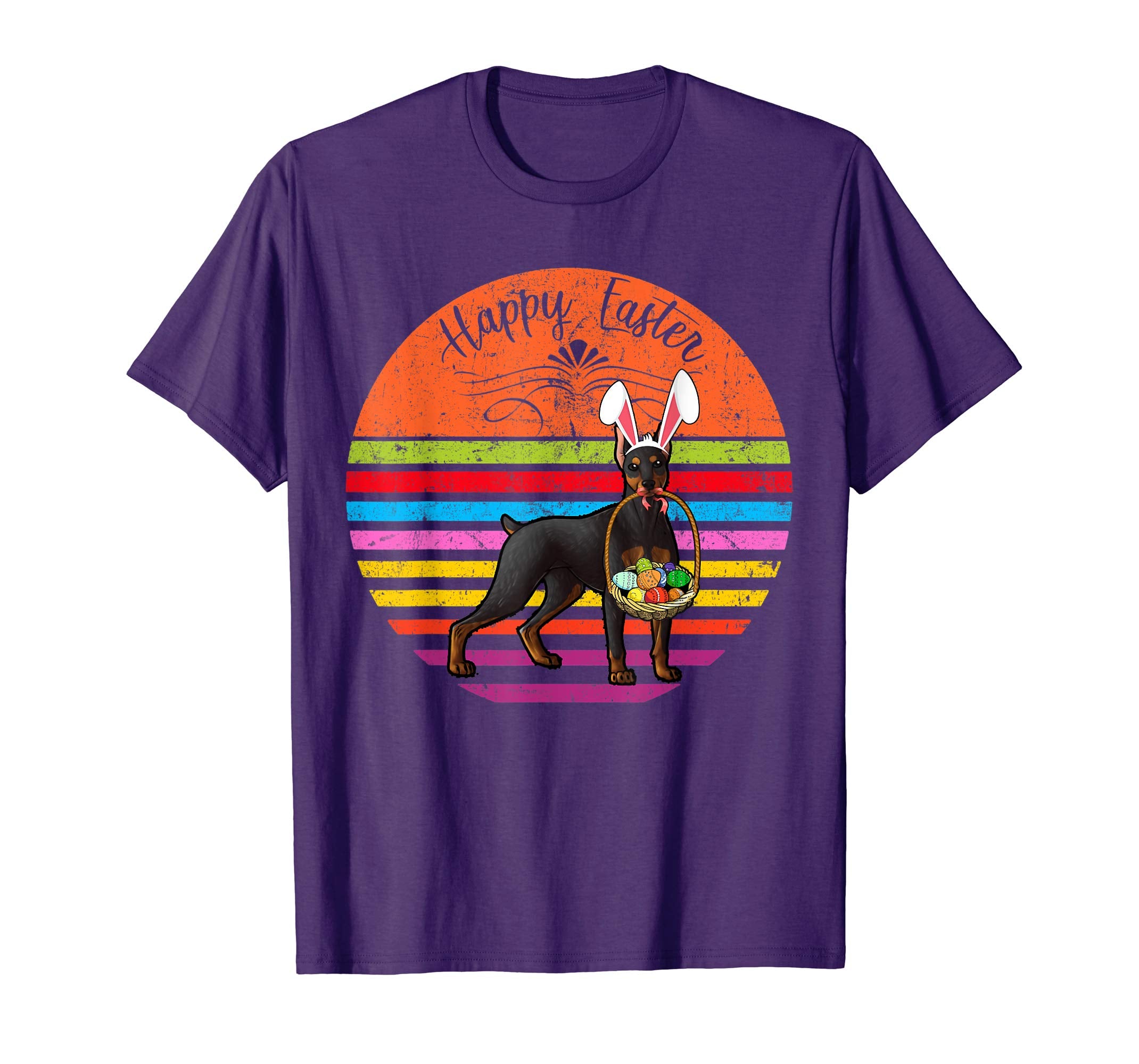 Vintage Doberman Pinscher Dog Easter Eggs Basket T Shirt