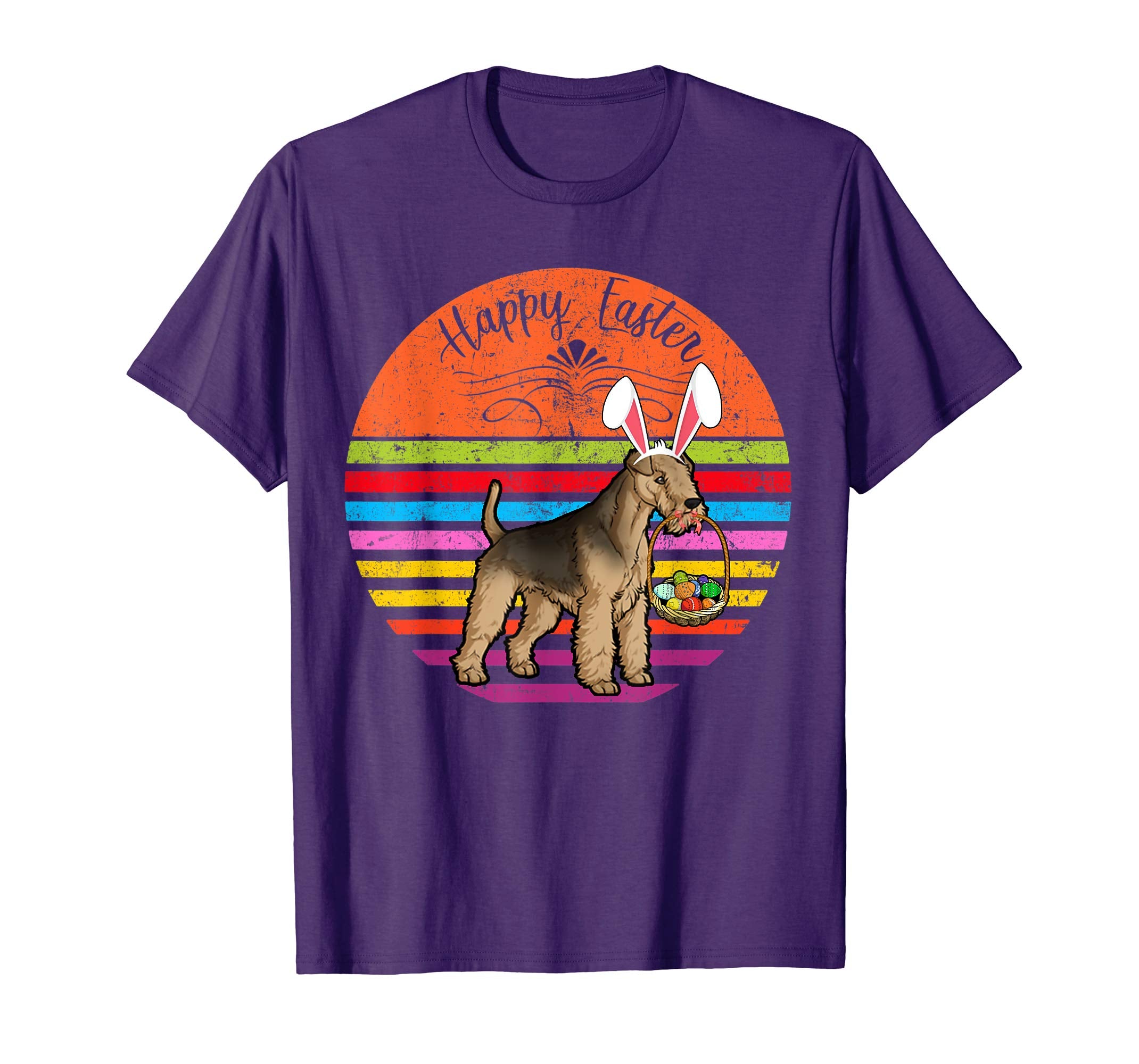 Cute Lakeland Dog With Bunny Hat Happy Easter Eggs T Shirt