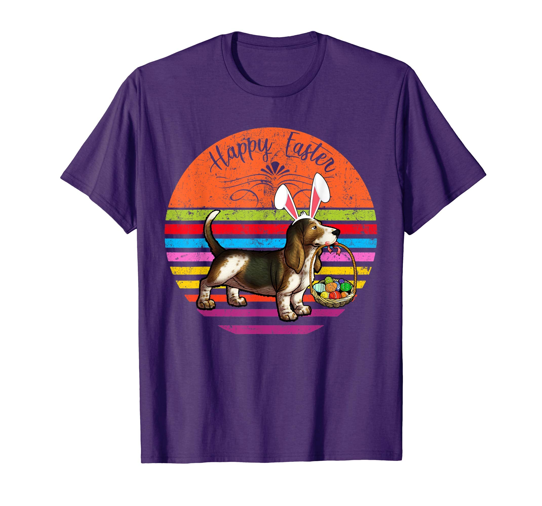 Vintage Basset Hound Dog Easter Eggs Basket T Shirt