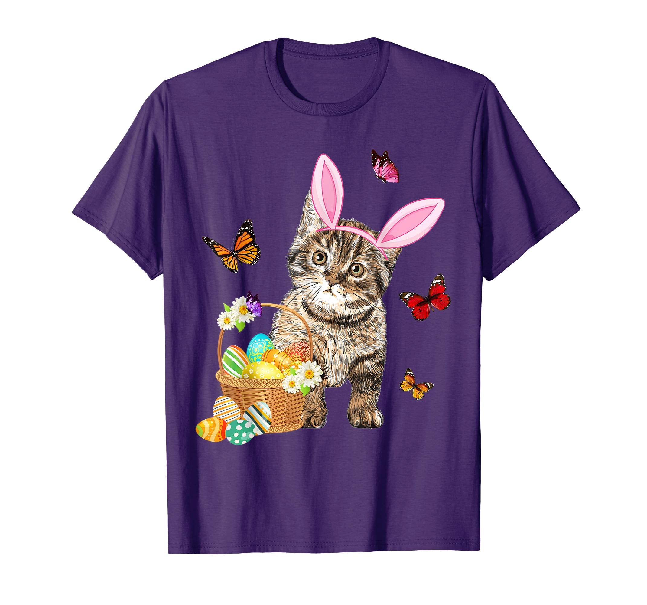 Cat Bunny Hat Rabbit Easter Eggs Shirt Happy Ea