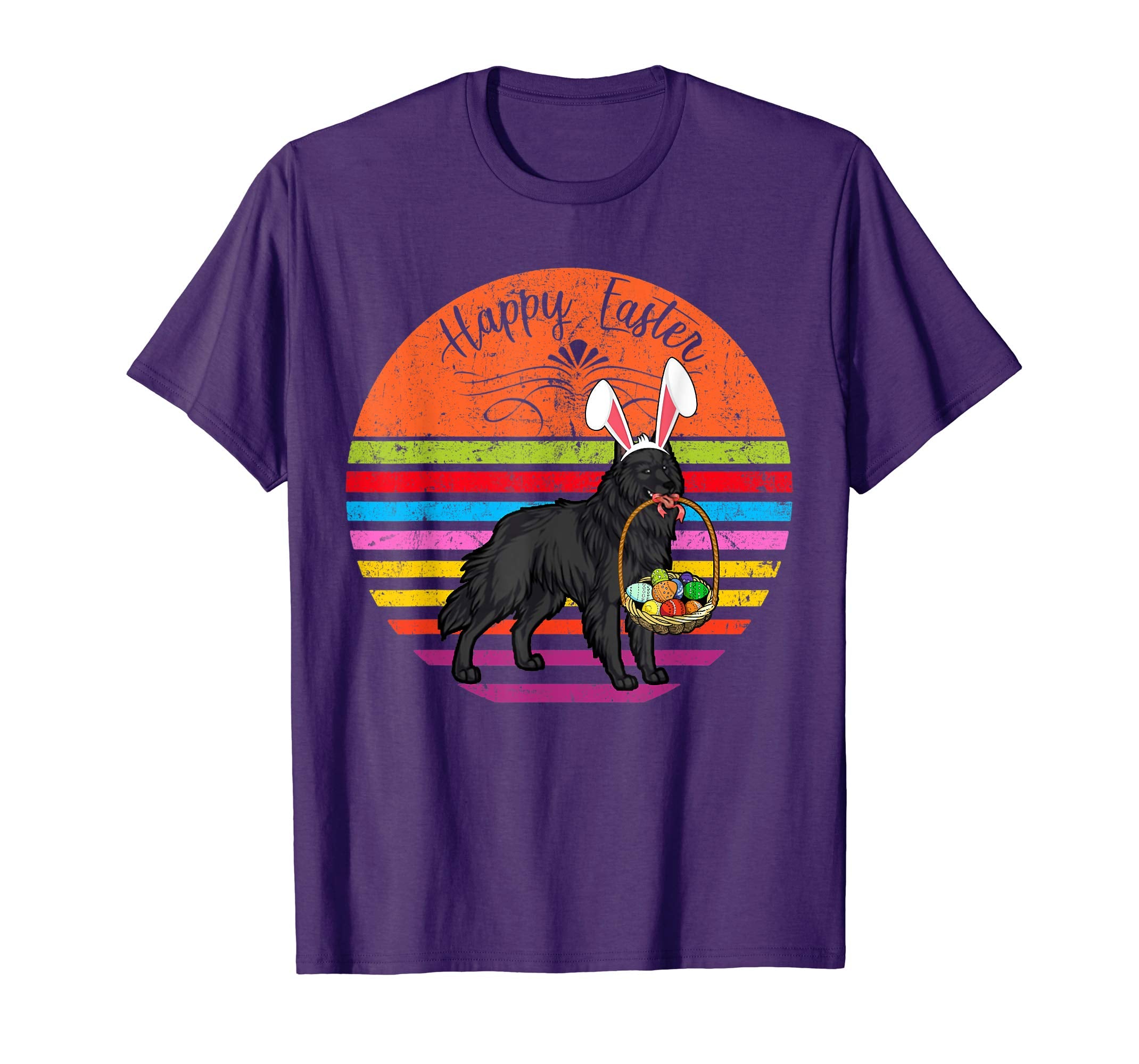 Cute Belgian Sheepdog Dog With Bunny Hat Easter Eggs T Shirt