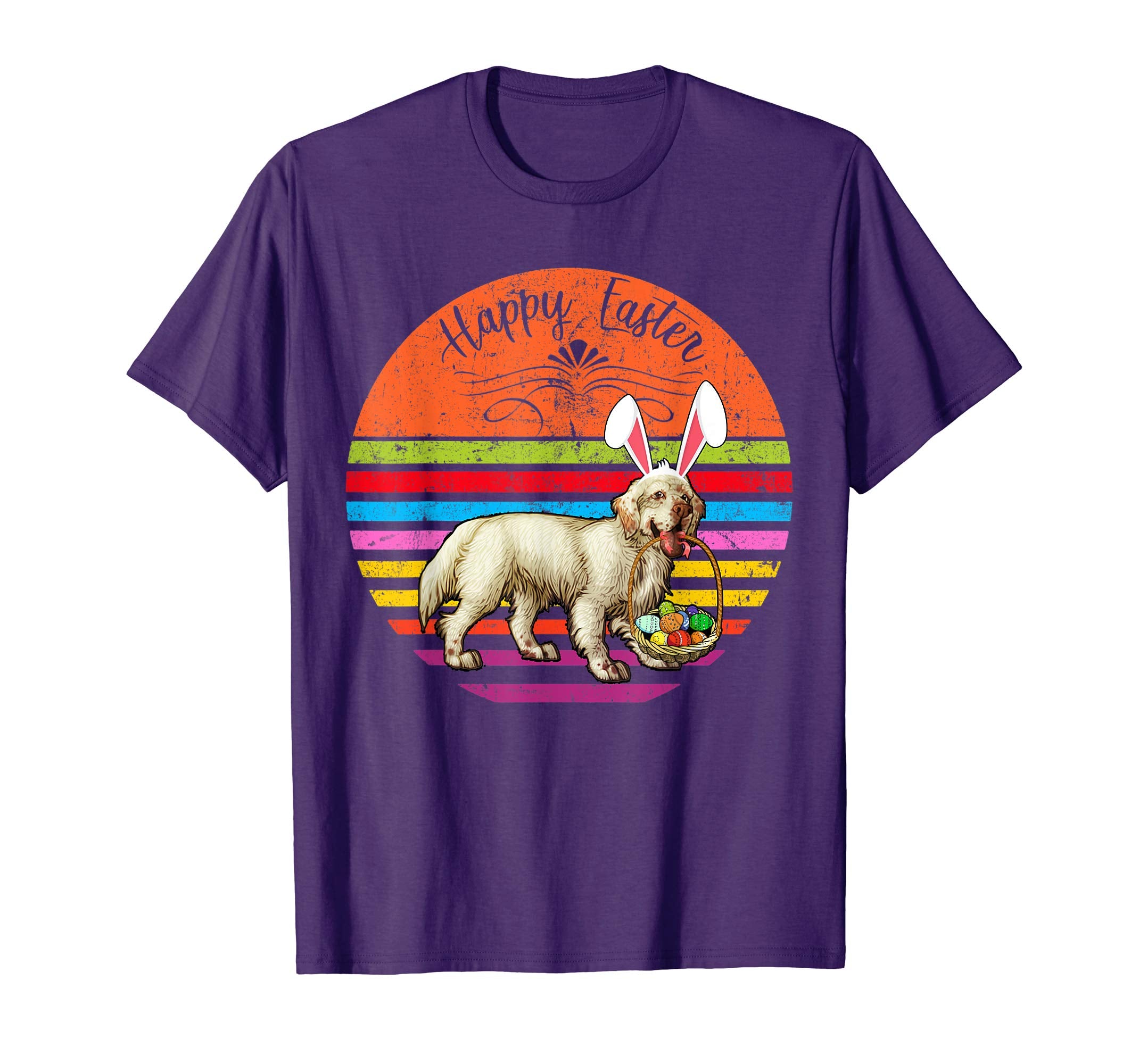 Vintage Clumber Spaniel Dog Easter Eggs Basket T Shirt