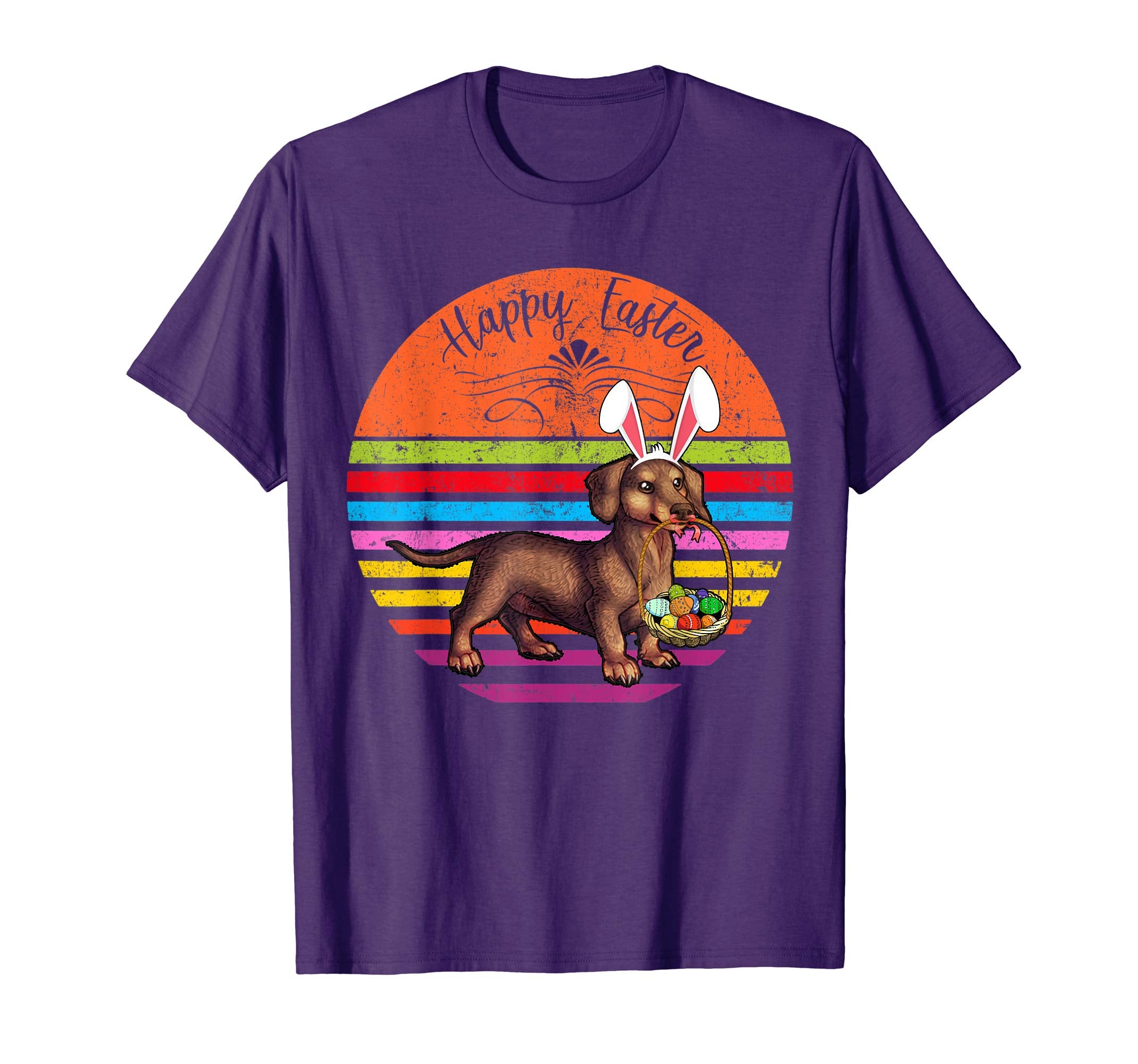 Vintage Miniature Dachshund Dog Easter Eggs Basket T Shirt