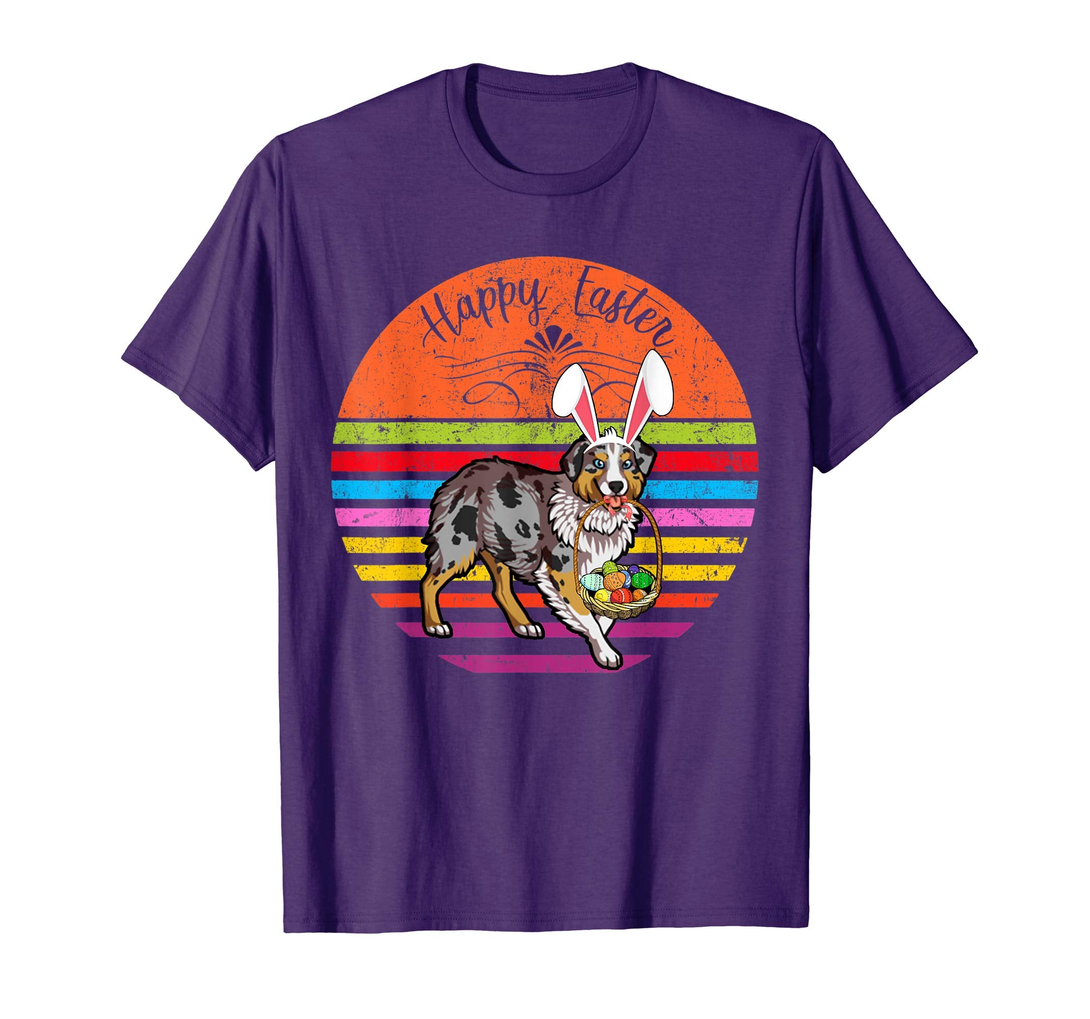 Cute Australian Shepherd Dog With Bunny Hat Easter T Shirt