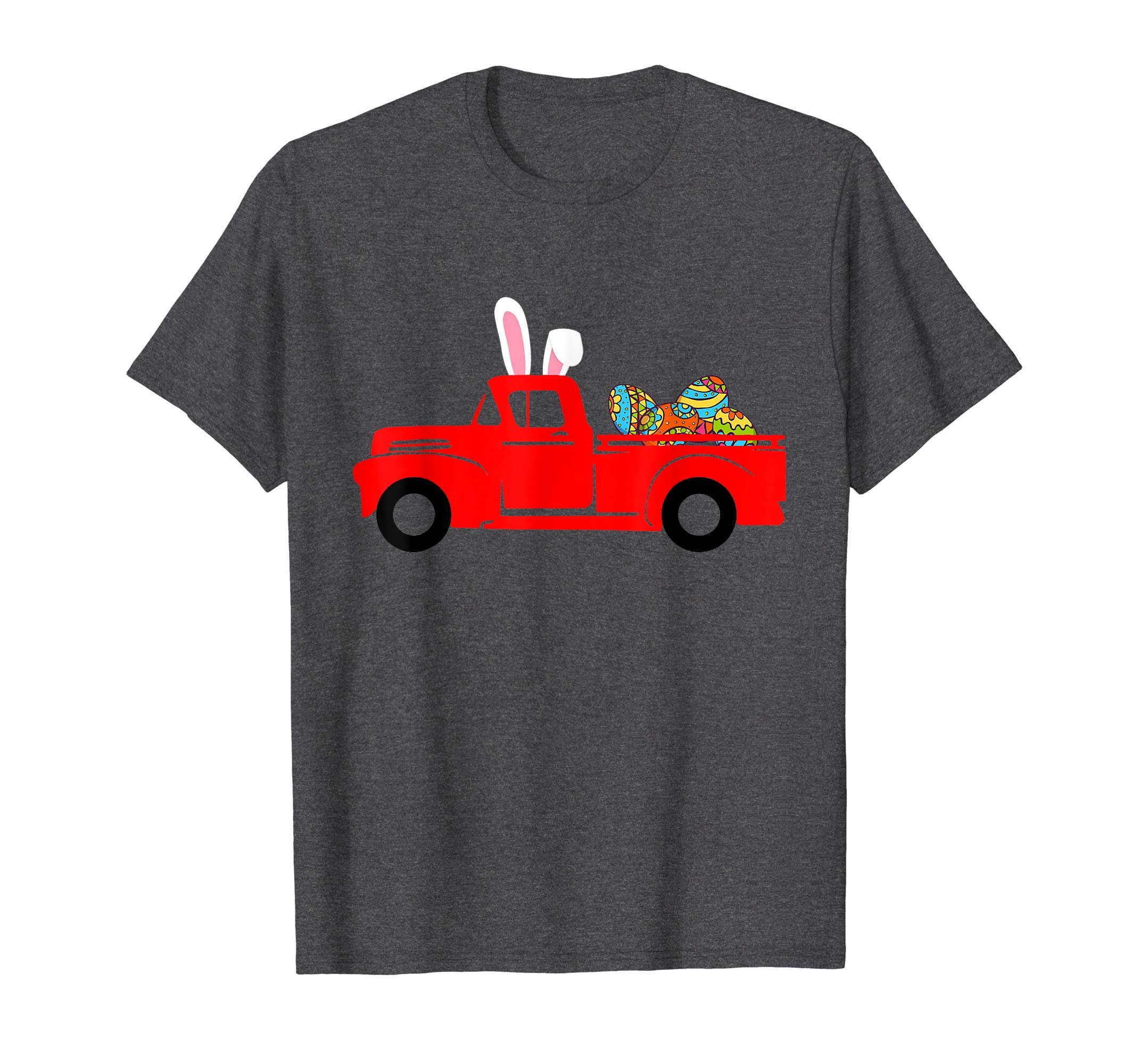 Red Old Truck Egg Hunting Easter Bunny Ear Headband T-Shirt