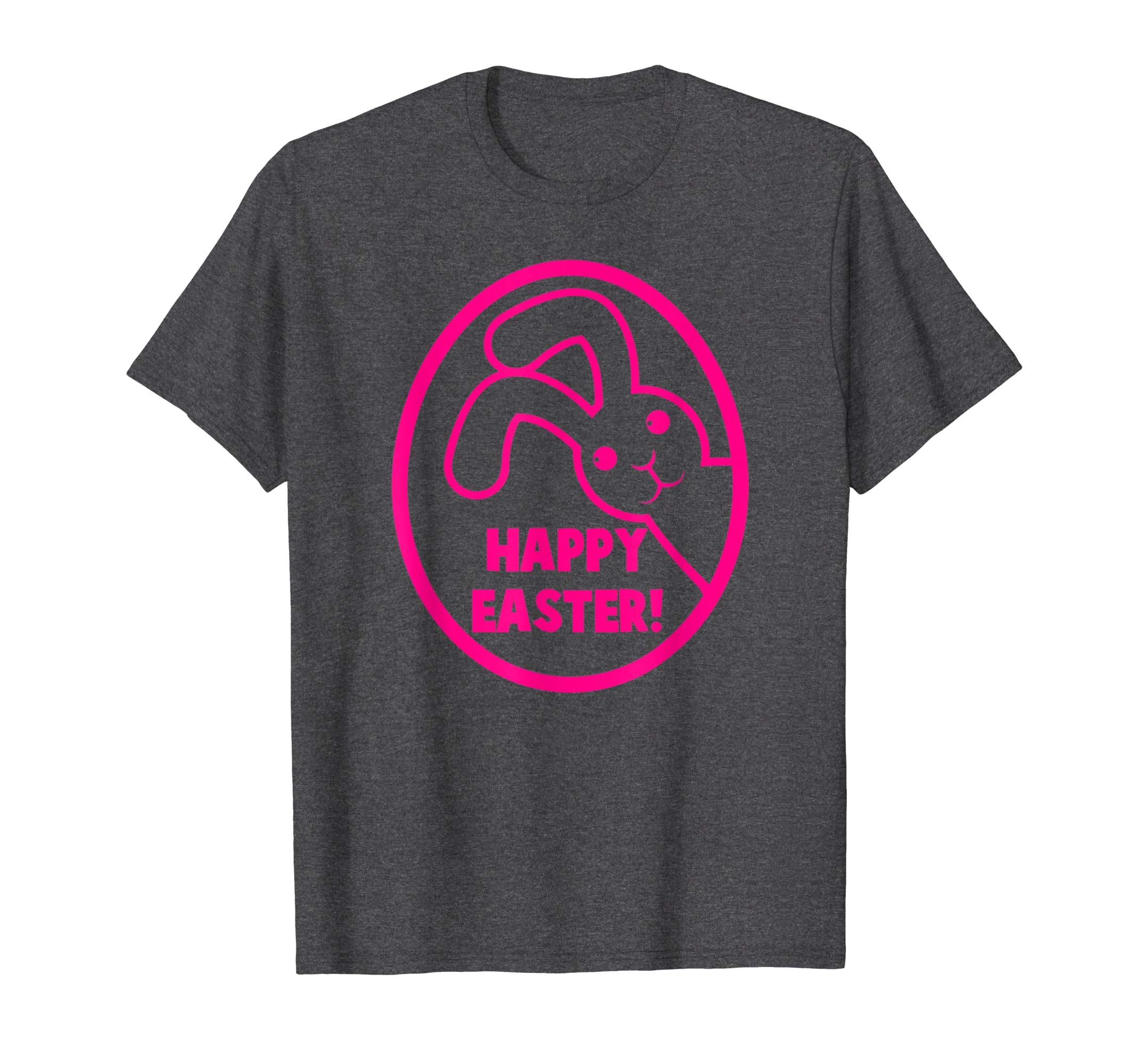 Tee HAPPY-EASTER in a circle with a bunny rabbit cute tshirt