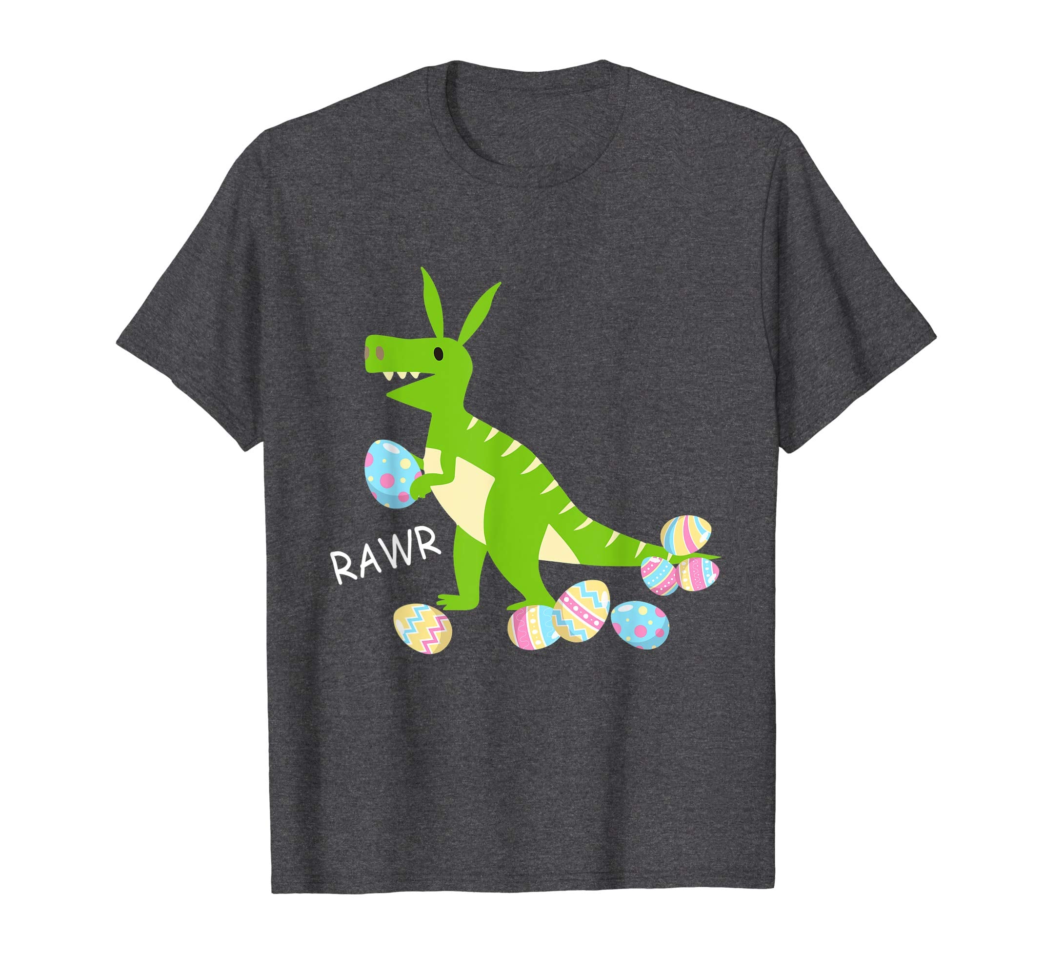 Green Dinosaur T-rex Bunny Playing Easter Eggs Happy Shirt