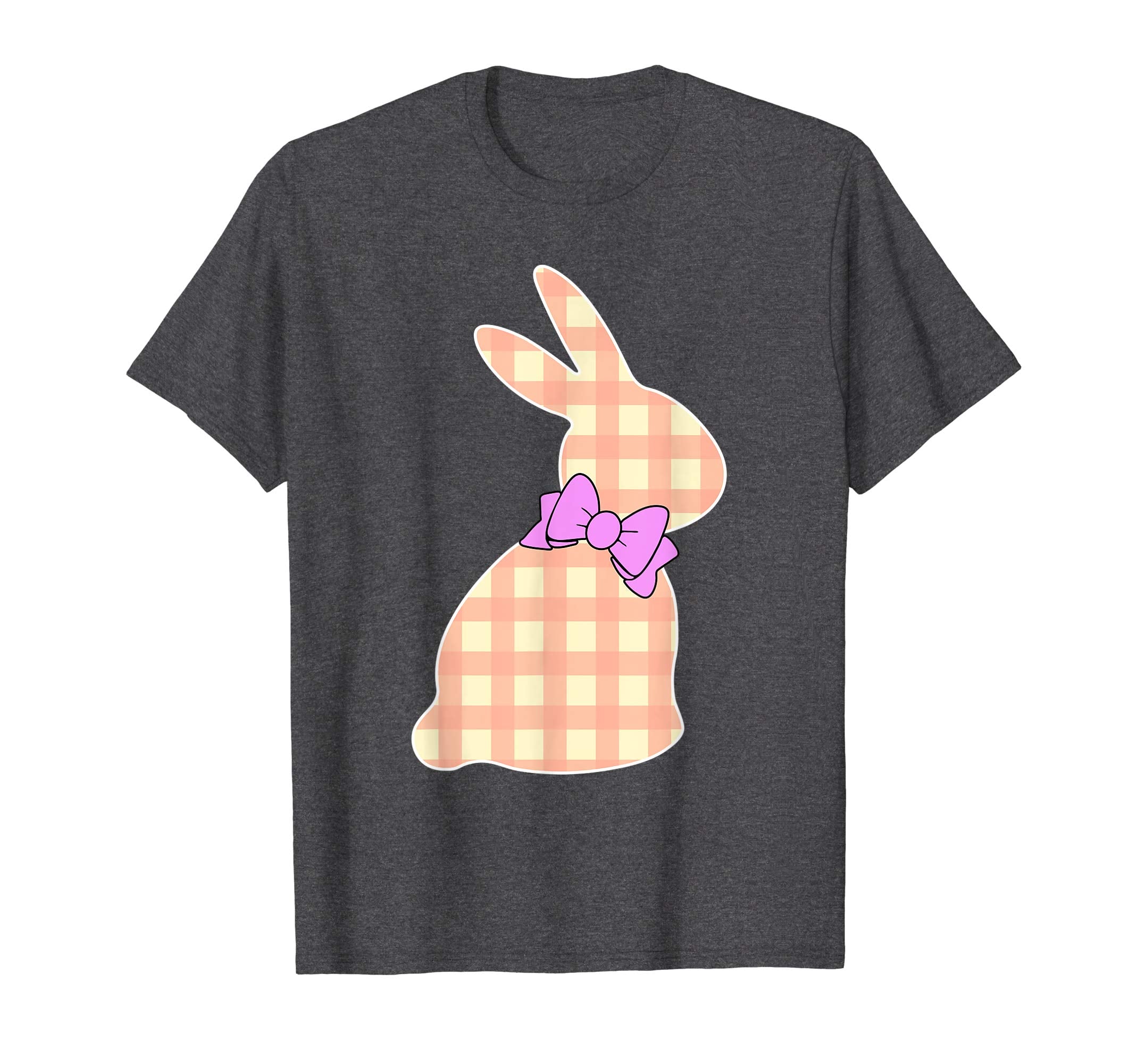 Happy Easter Buffalo Plaid Bunny Bow Boys Girls Kids T Shirt