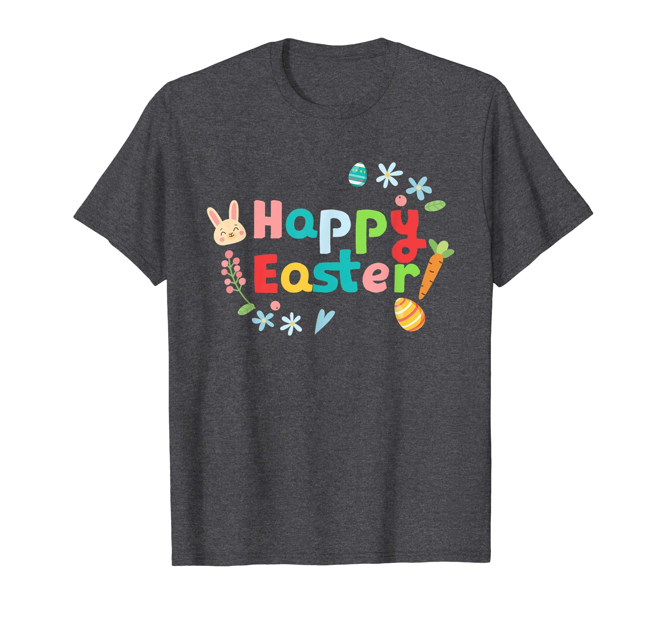 Happy Easter T-Shirt with Bunnies Eggs Flowers Carrots
