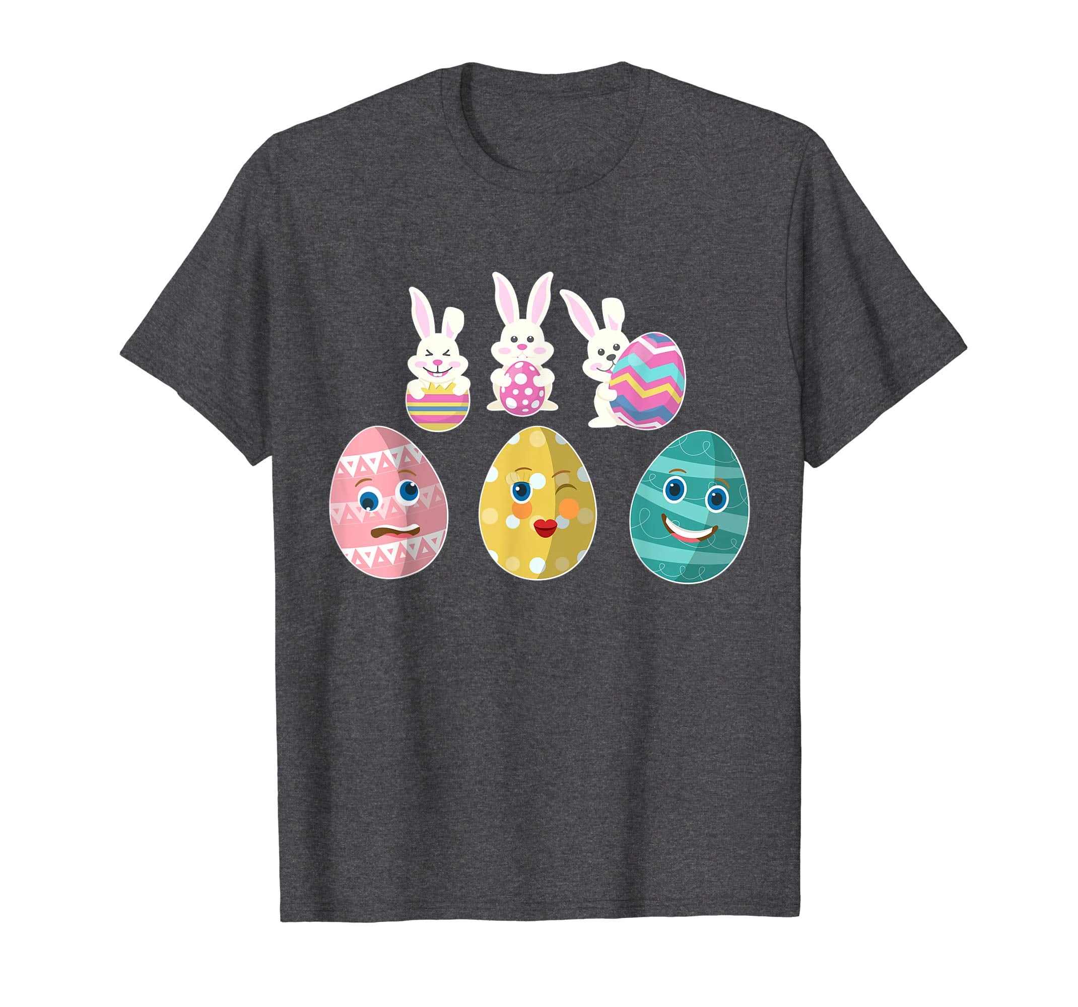 Bunnies Playing Easter Eggs Faces Happy Easter Day Shirt
